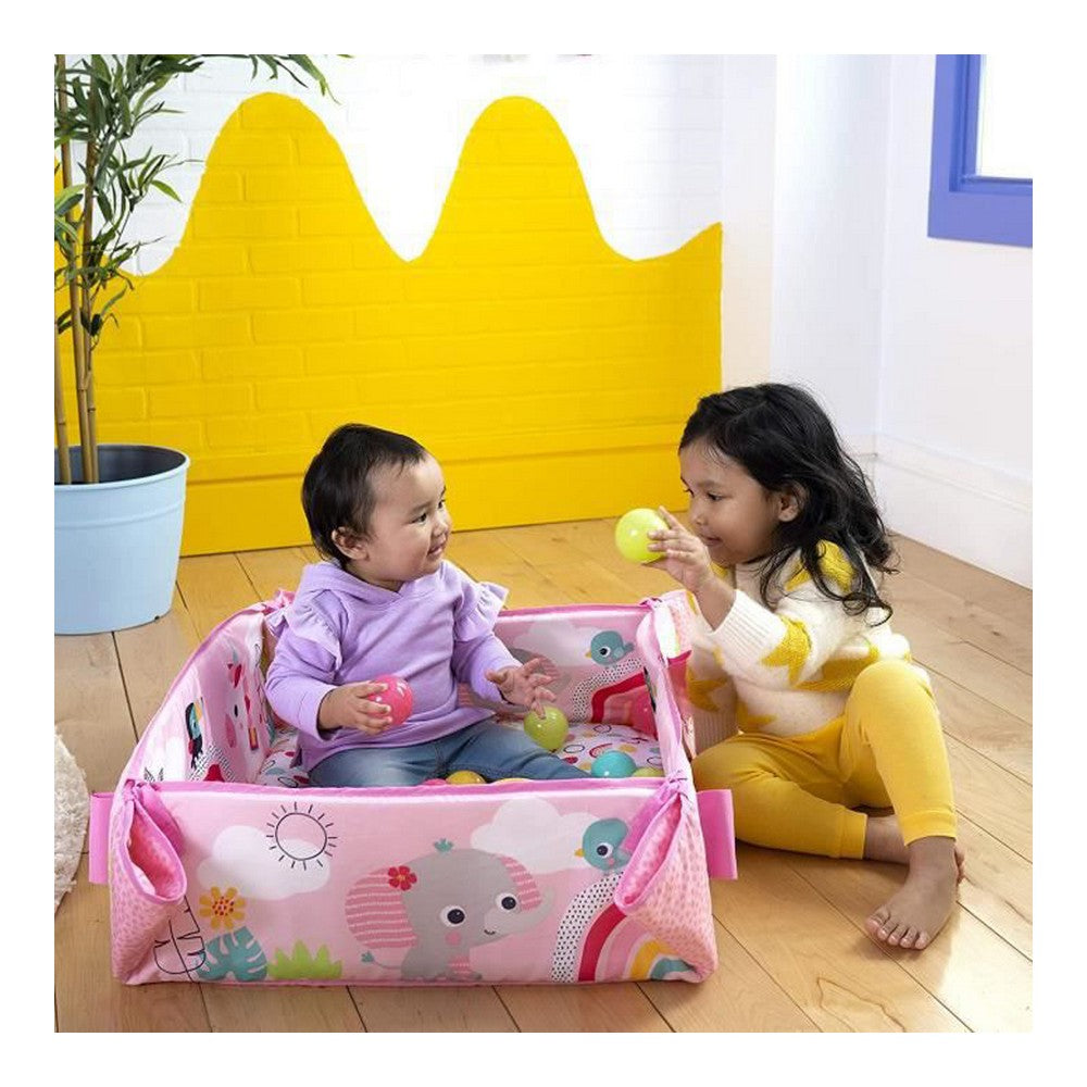 Maes Chwarae Bright Starts Gweithgaredd Campfa Pinc Enfys 5-mewn-1