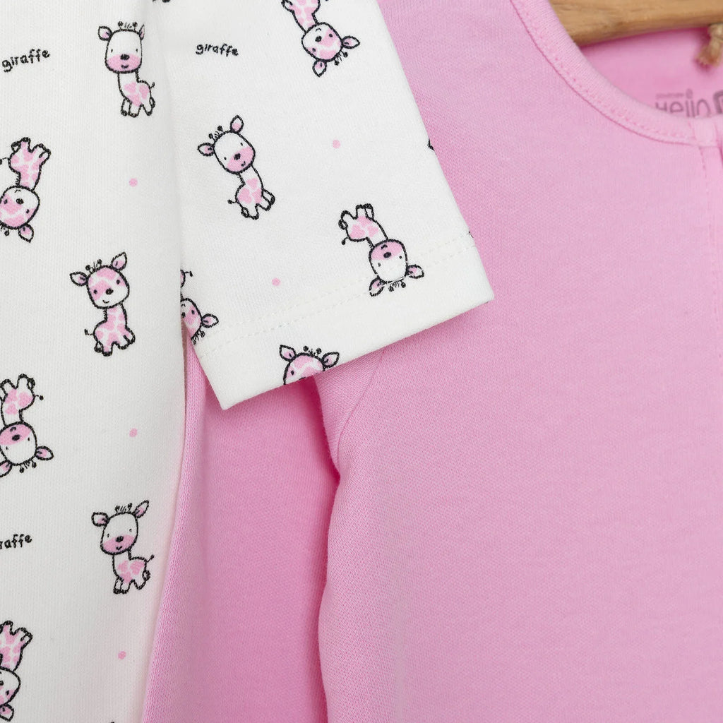 HelloBaby Newborn Baby Girl Footed Jumpsuit - Pink