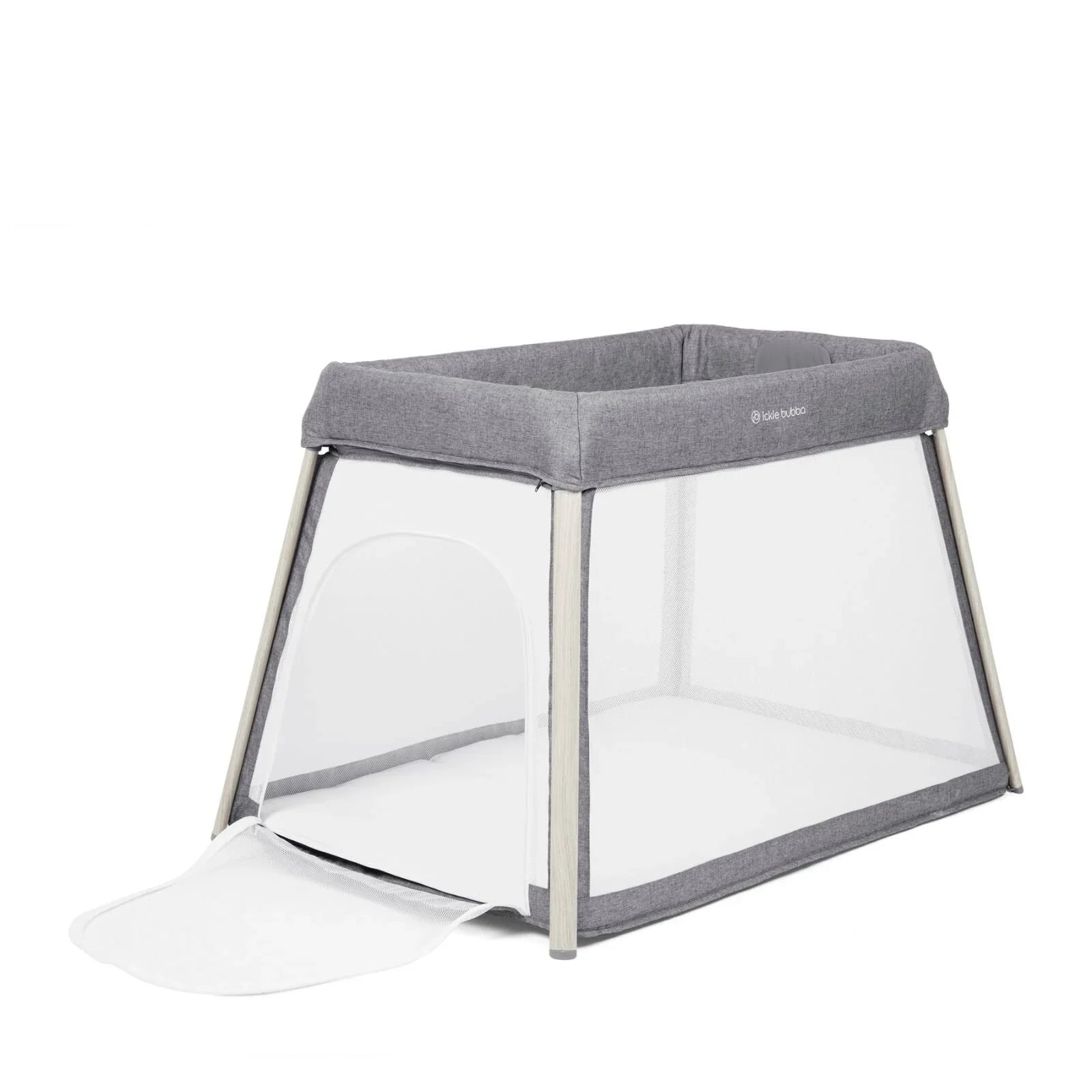 Ickle Bubba Scout 2-in-1 Cot Teithio a Pharc Gwarae - Llwyd Onnen
