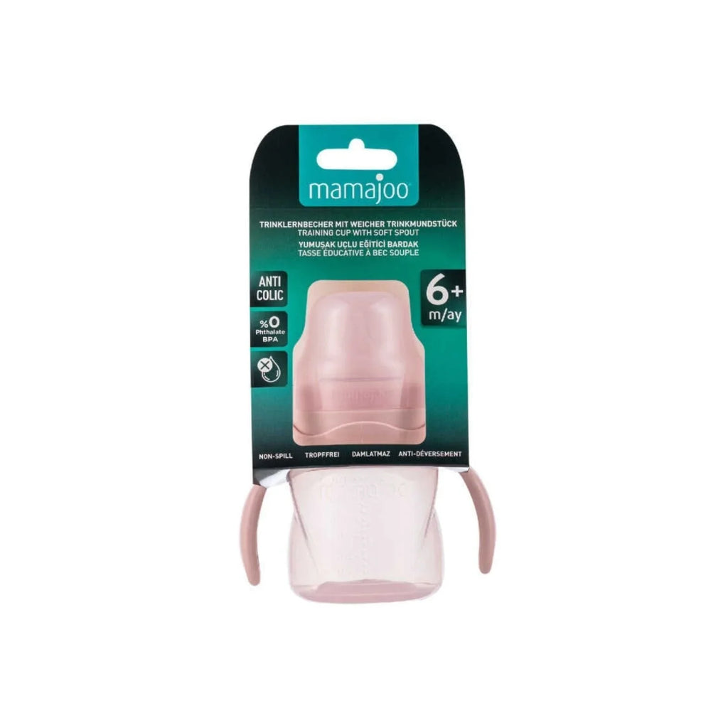 Cwpan Hyfforddi Mamajoo gyda Dolen 6+ mis 160ml - Pinc Powdwr