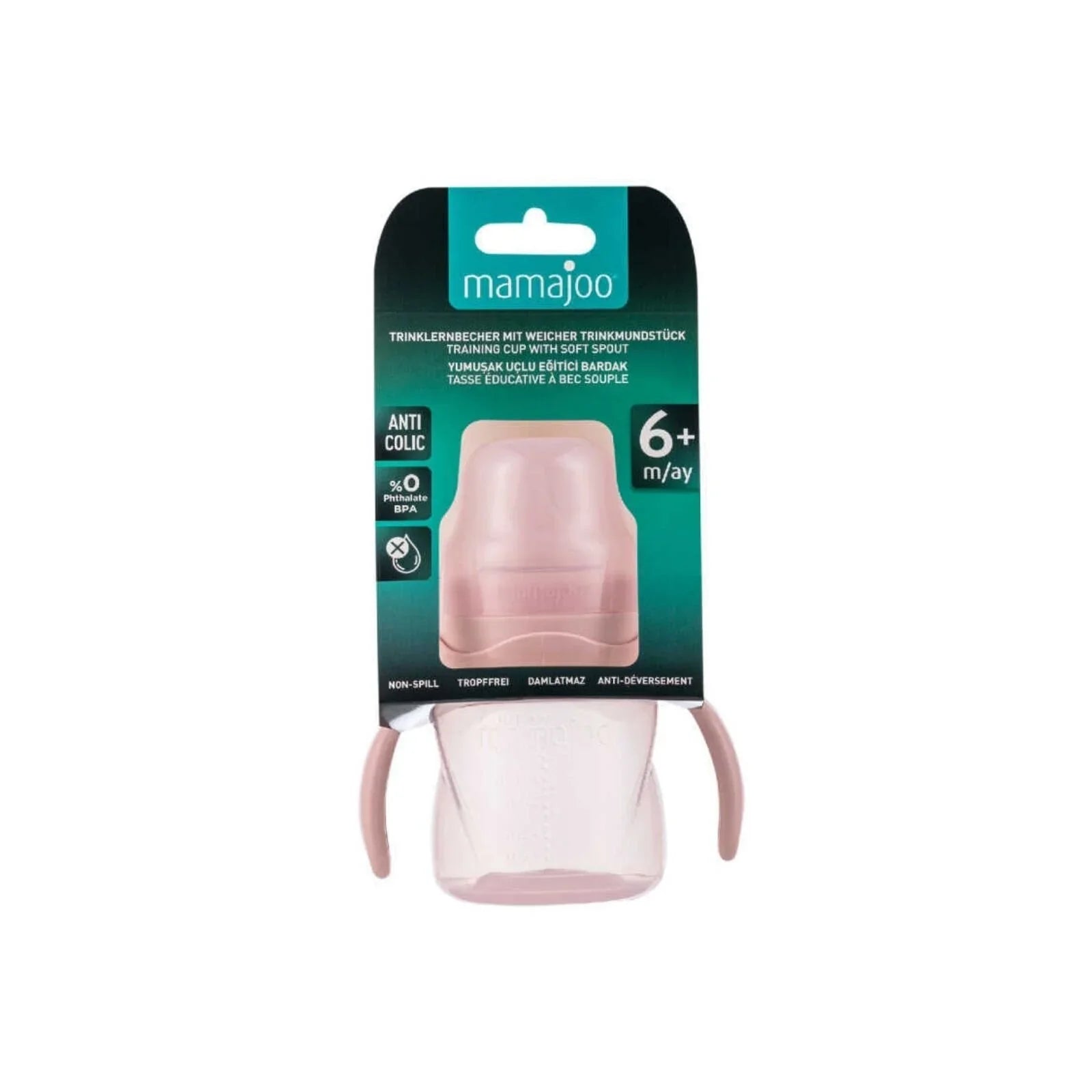 Cwpan Hyfforddi Mamajoo gyda Dolen 6+ mis 160ml - Pinc Powdwr