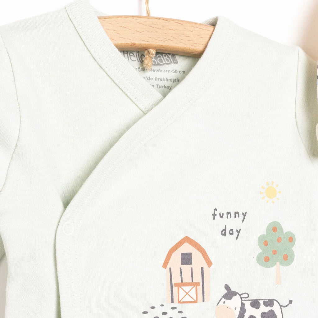 Set Rhodd i Faban Newydd HelloBaby 5 Darn - Gwyrdd