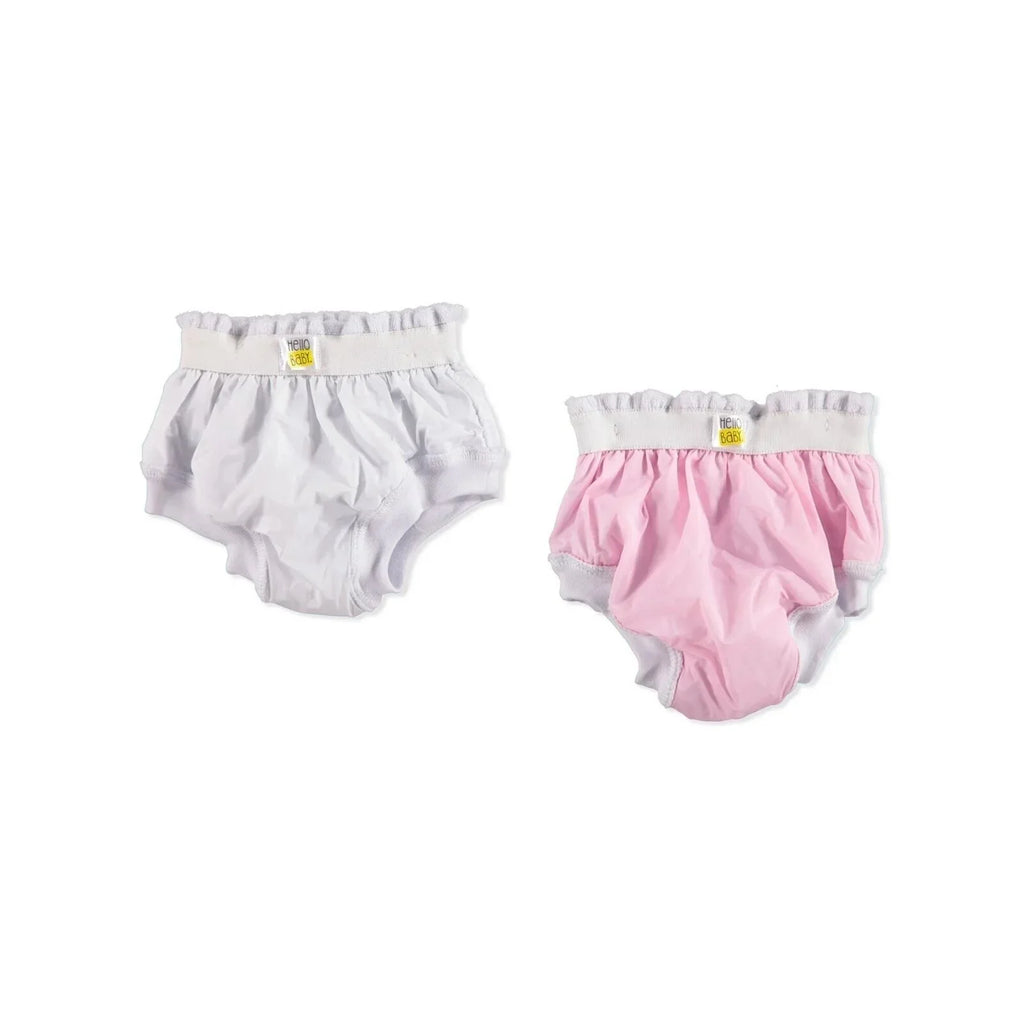 HelloBaby Pantalonnau Hyfforddi Babanod 2 pcs - Pinc ac Gwyn