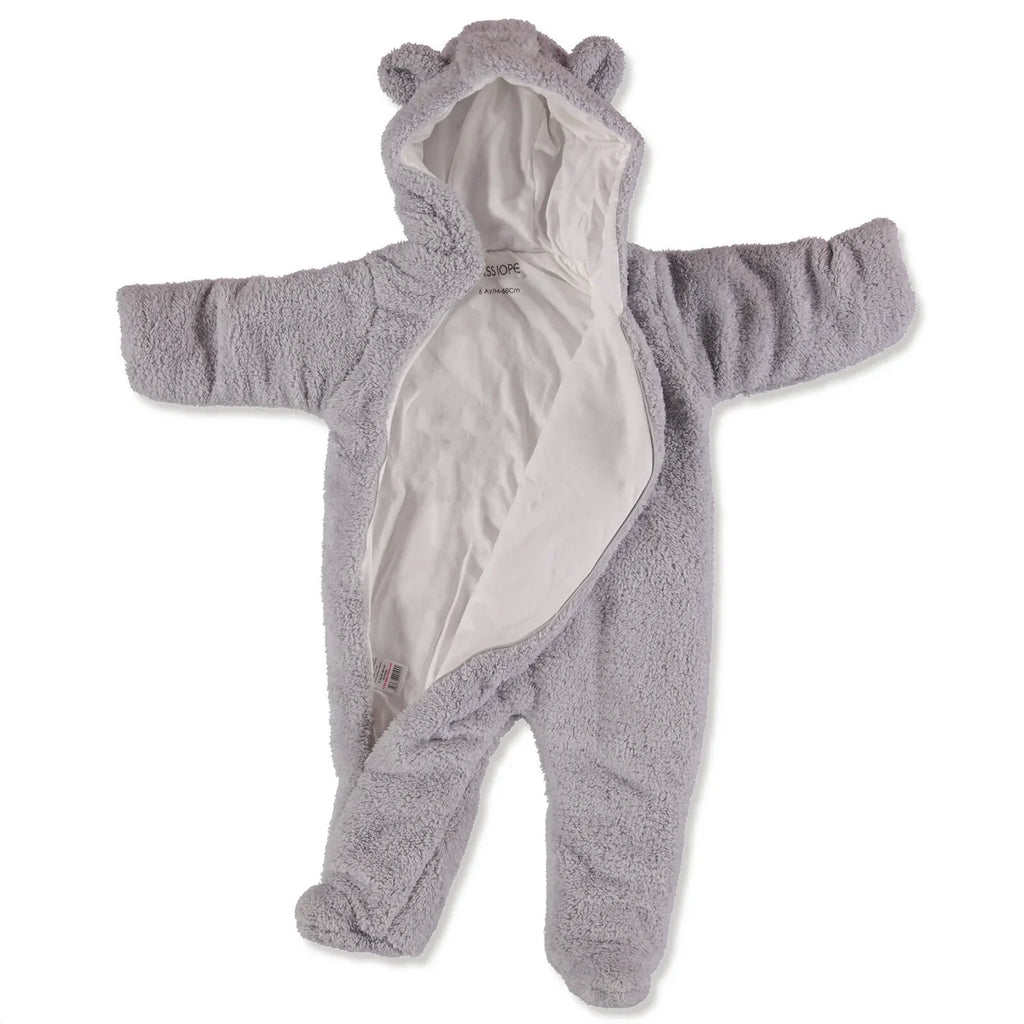 Siwmpsuit Cassiope Newborn Welsoft â thraed - Llwyd
