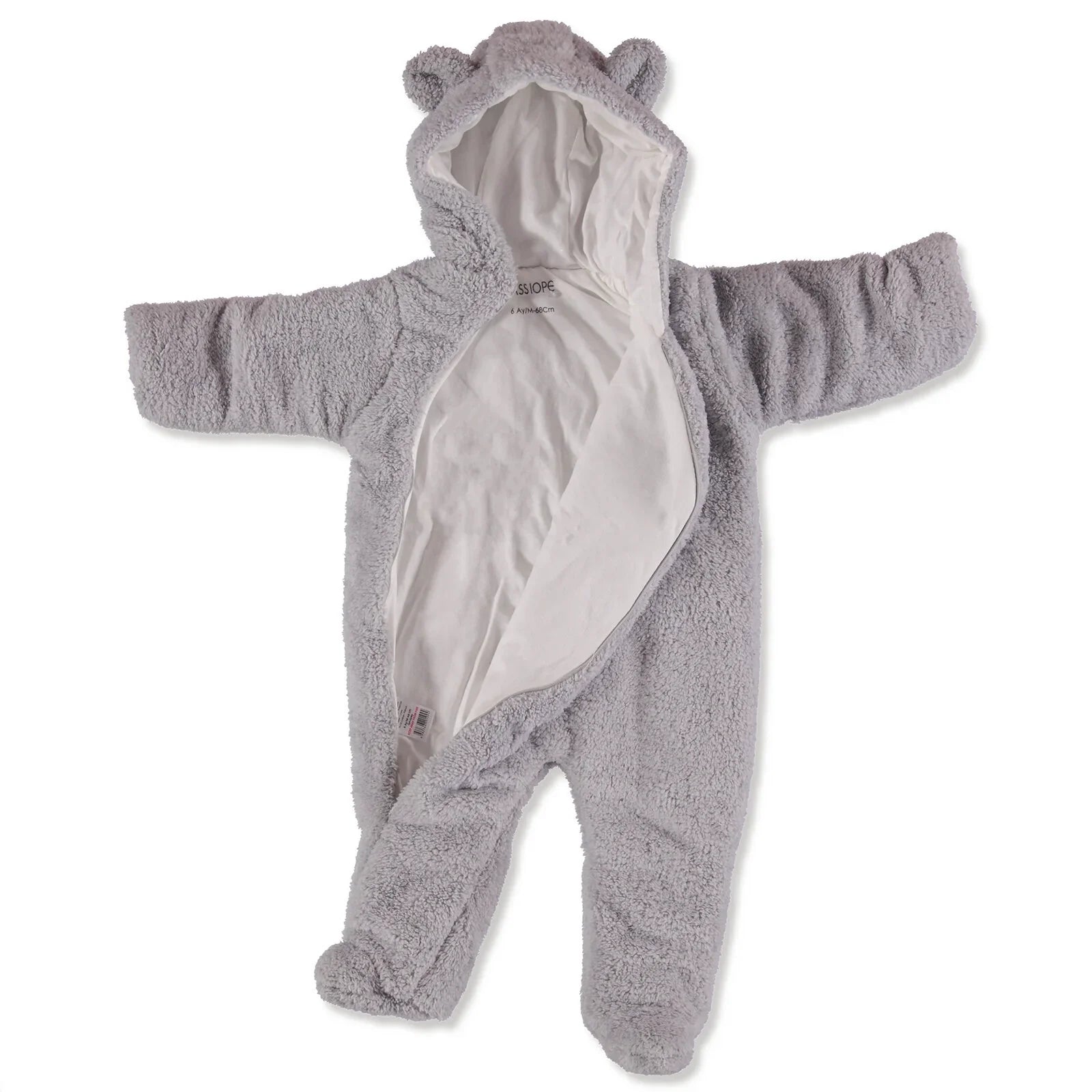 Siwmpsuit Cassiope Newborn Welsoft â thraed - Llwyd