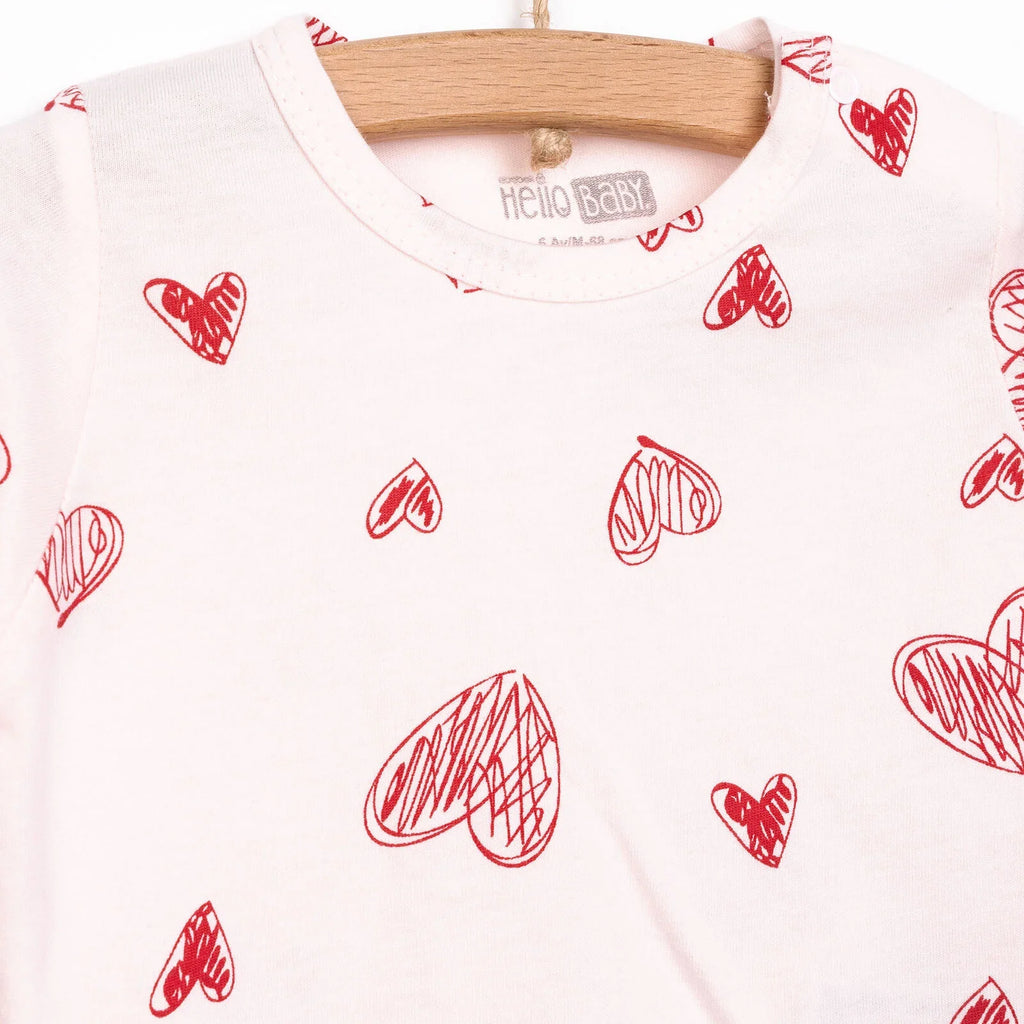 Set Pyjamas Llewys Hir i Ferched HelloBaby - Pinc Golau