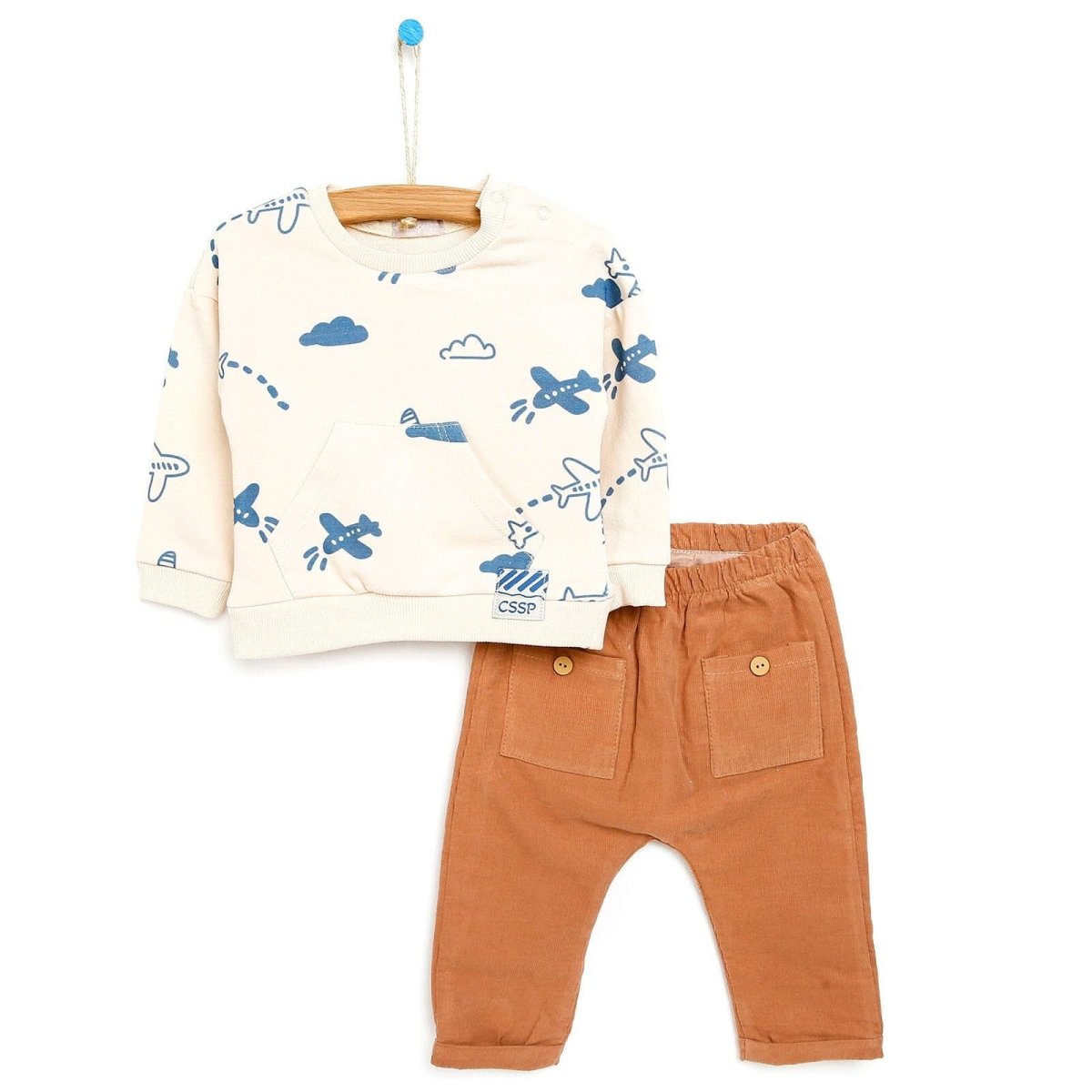 Siwt Ddwy-Darn Cassiope (Pwys-Grys a Throwsus) - Brown