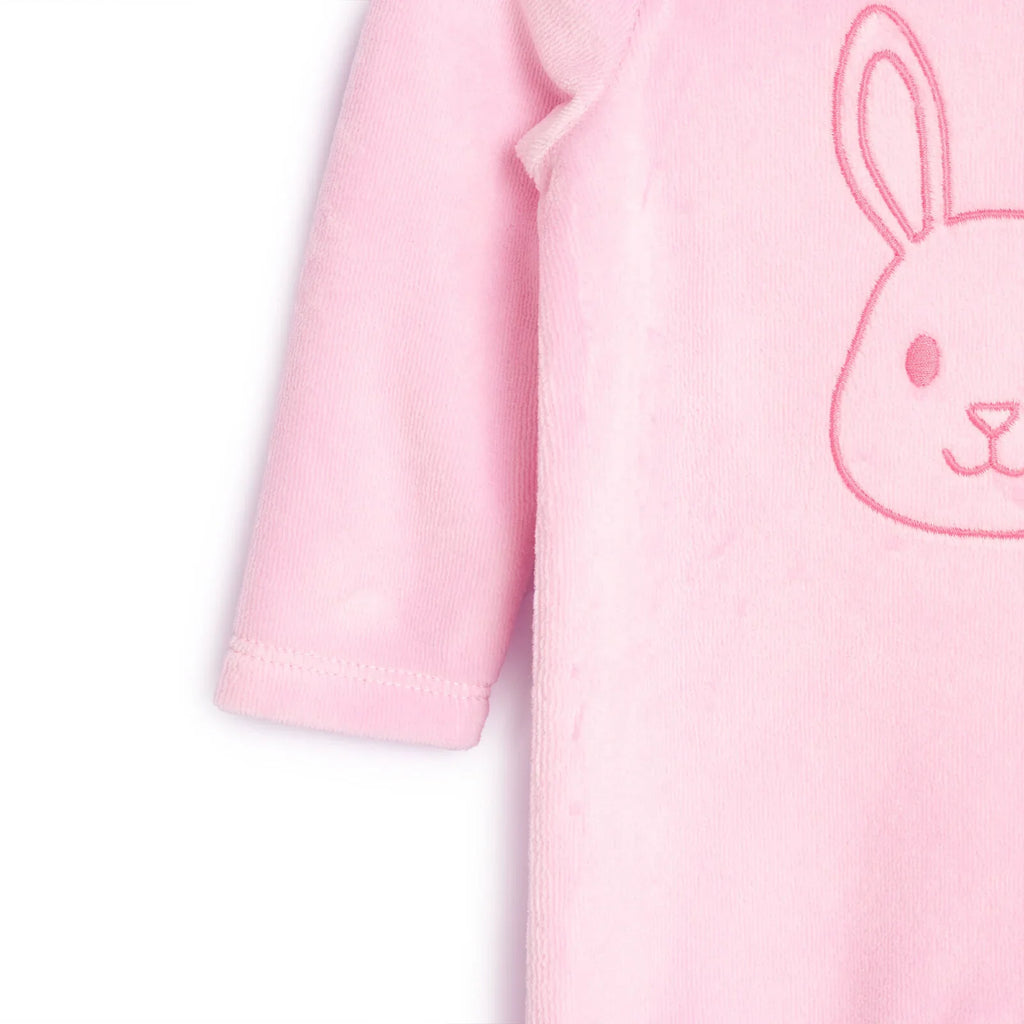 Siwmpsuit traed melfed HelloBaby ar gyfer babanod newydd-anedig o'r pł, lliw pinc.