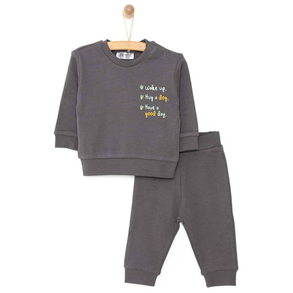 Crys-T HelloBaby Basic Boy Text Printed Jogging - Anthracite