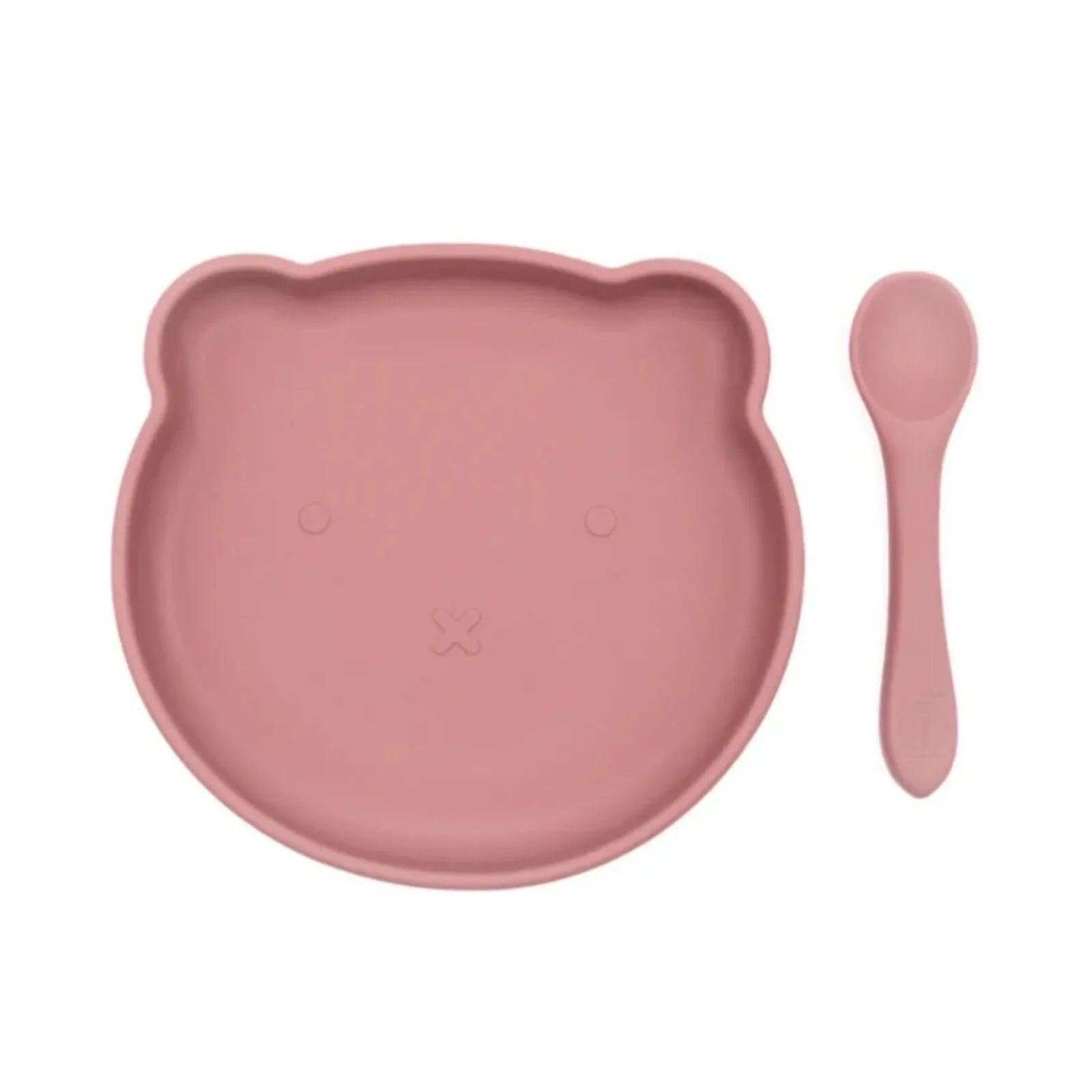BLW Essentials Bear Plate and Spoon - Dusty Rose