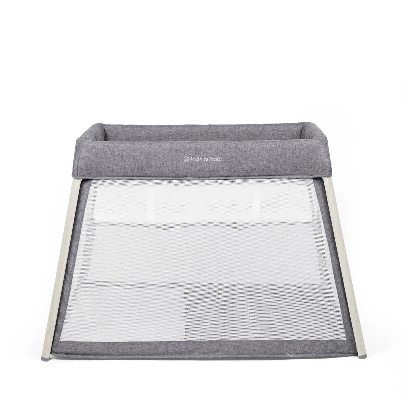 Ickle Bubba Scout 2-in-1 Cot Teithio a Pharc Gwarae - Llwyd Onnen