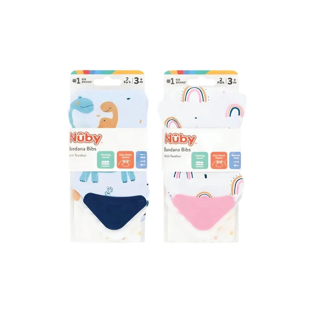 Pecyn o 2 Bib Bandana Nuby - Amryw o Liwiau