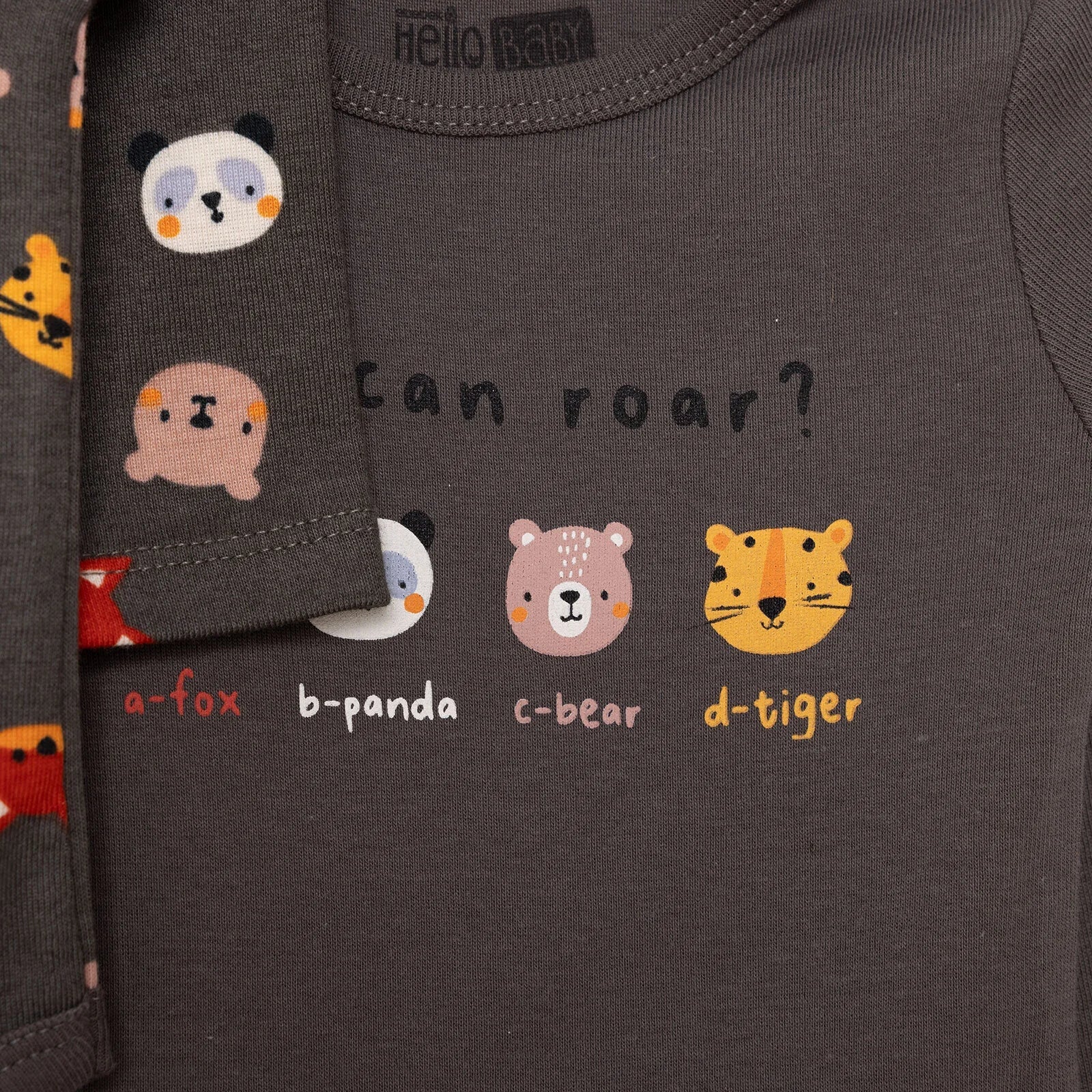 Siwtiau Corff Bachgen HelloBaby â Llewys Hir (Pecyn o 2) - Llwyd Tywyll