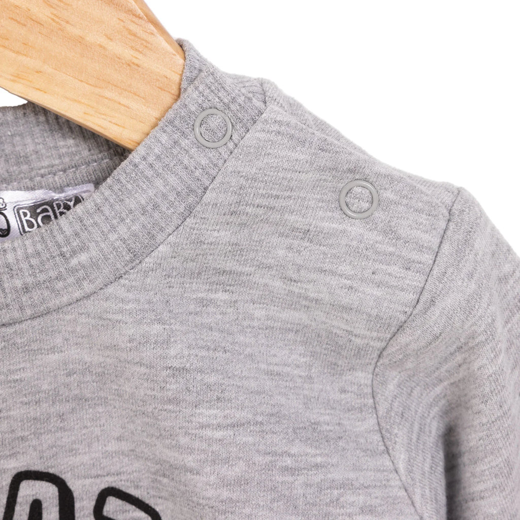 Crys Chwys HelloBaby Basic Low Raised Dinokater Printiedig - Llwyd Melange