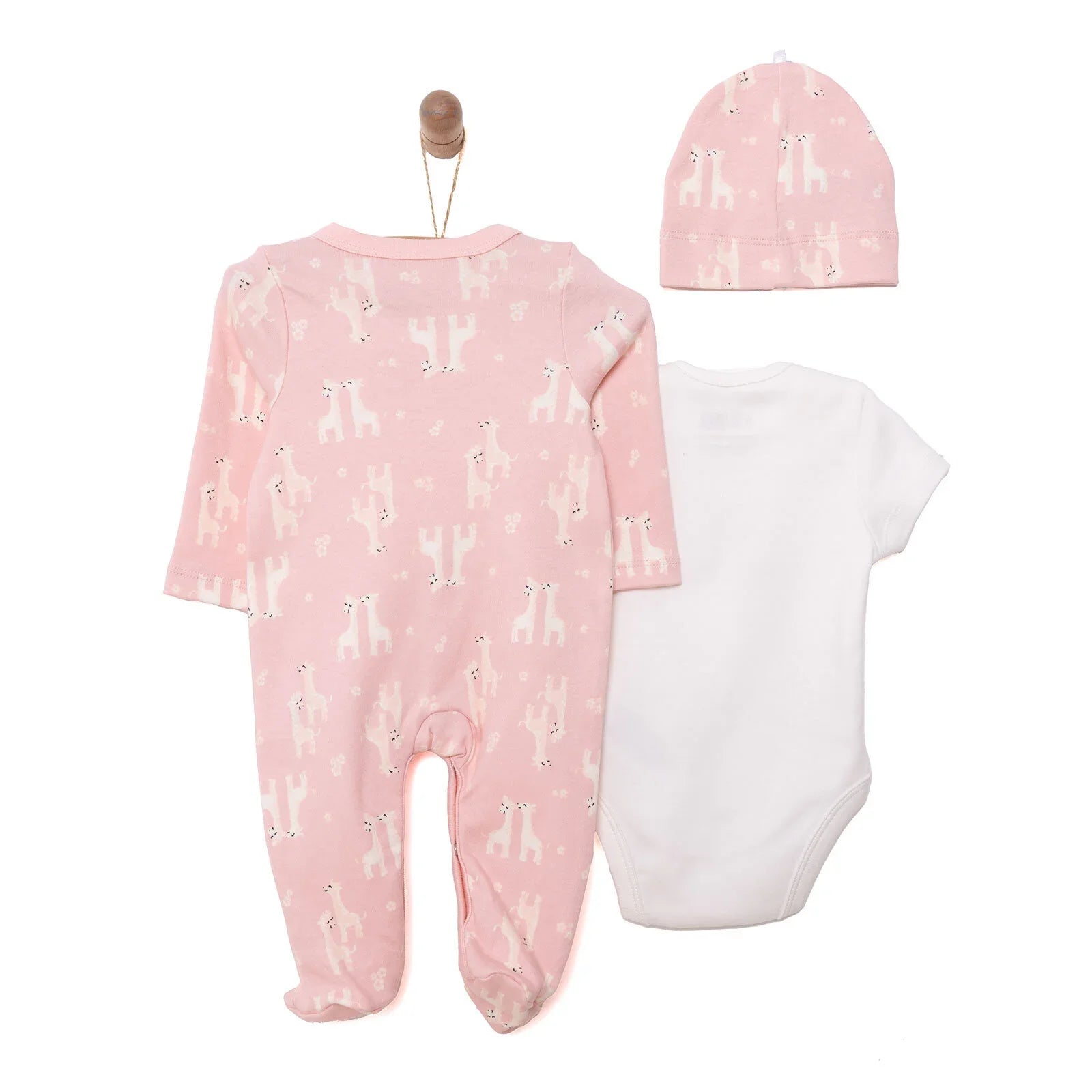 HelloBaby Baby Girl  Body-Jumpsuit-Hat - Salmon