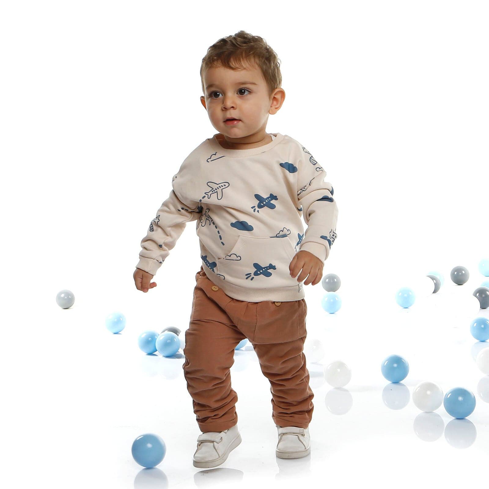 Siwt Ddwy-Darn Cassiope (Pwys-Grys a Throwsus) - Brown