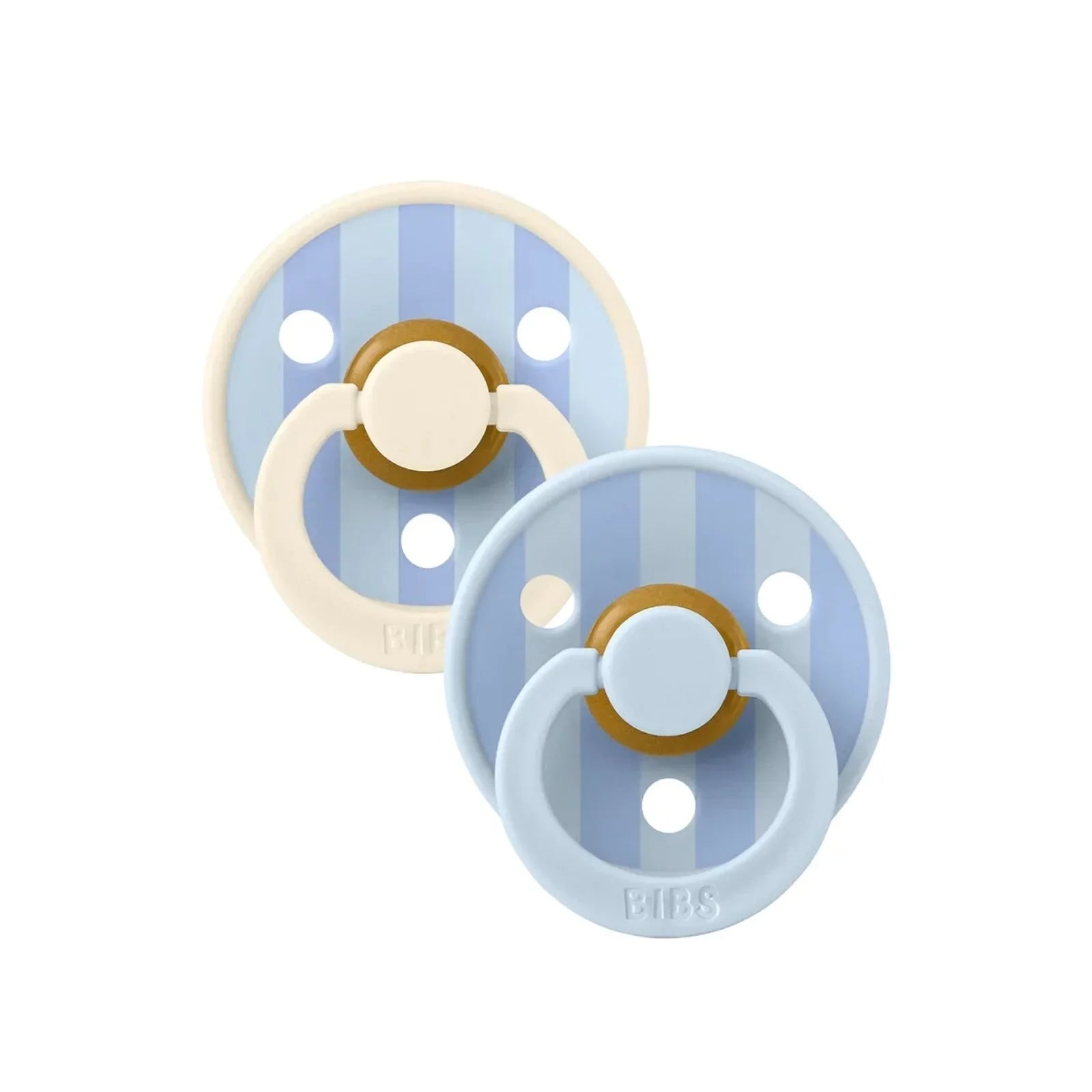 BIBS Block Latex Soothers 0-6 months Pecyn o 2 - Glas y baban a Glas llwyd.