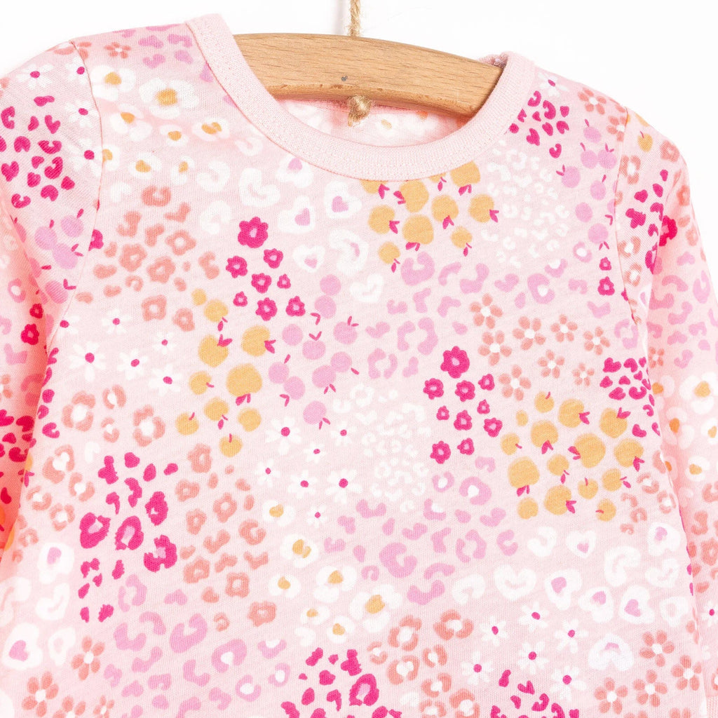 Set Pyjamas Llewys Hir i Ferched HelloBaby - Pinc Tywyll