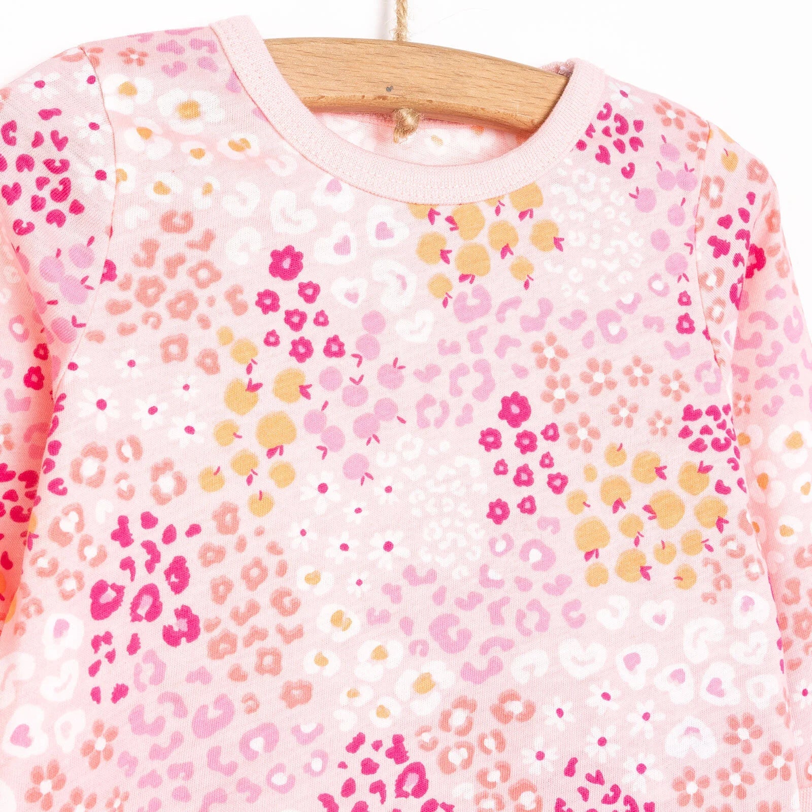 Set Pyjamas Llewys Hir i Ferched HelloBaby - Pinc Tywyll