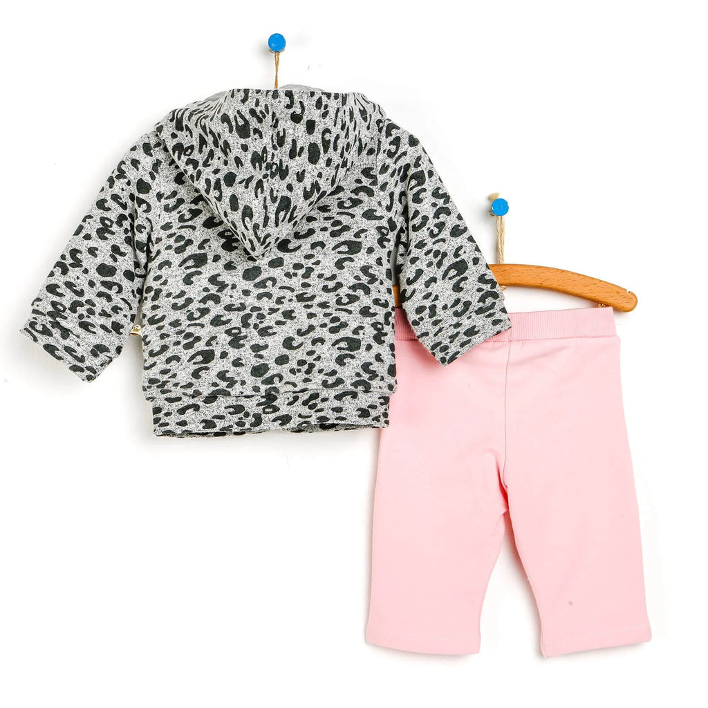 Crys Chwys Llewpard Newydd-anedig i'm Babi - Llwyd Melange