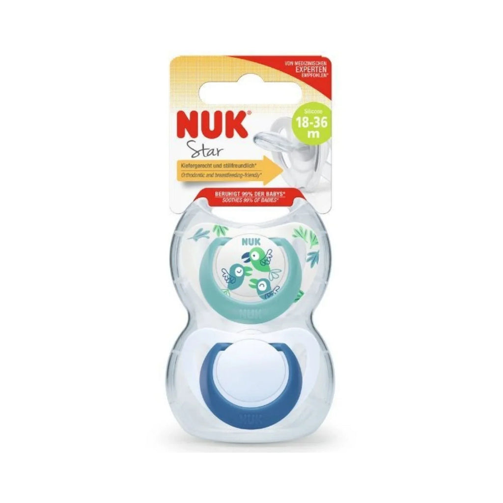 NUK Star Soother 18-36 mis, Pecyn o 2 - Glas