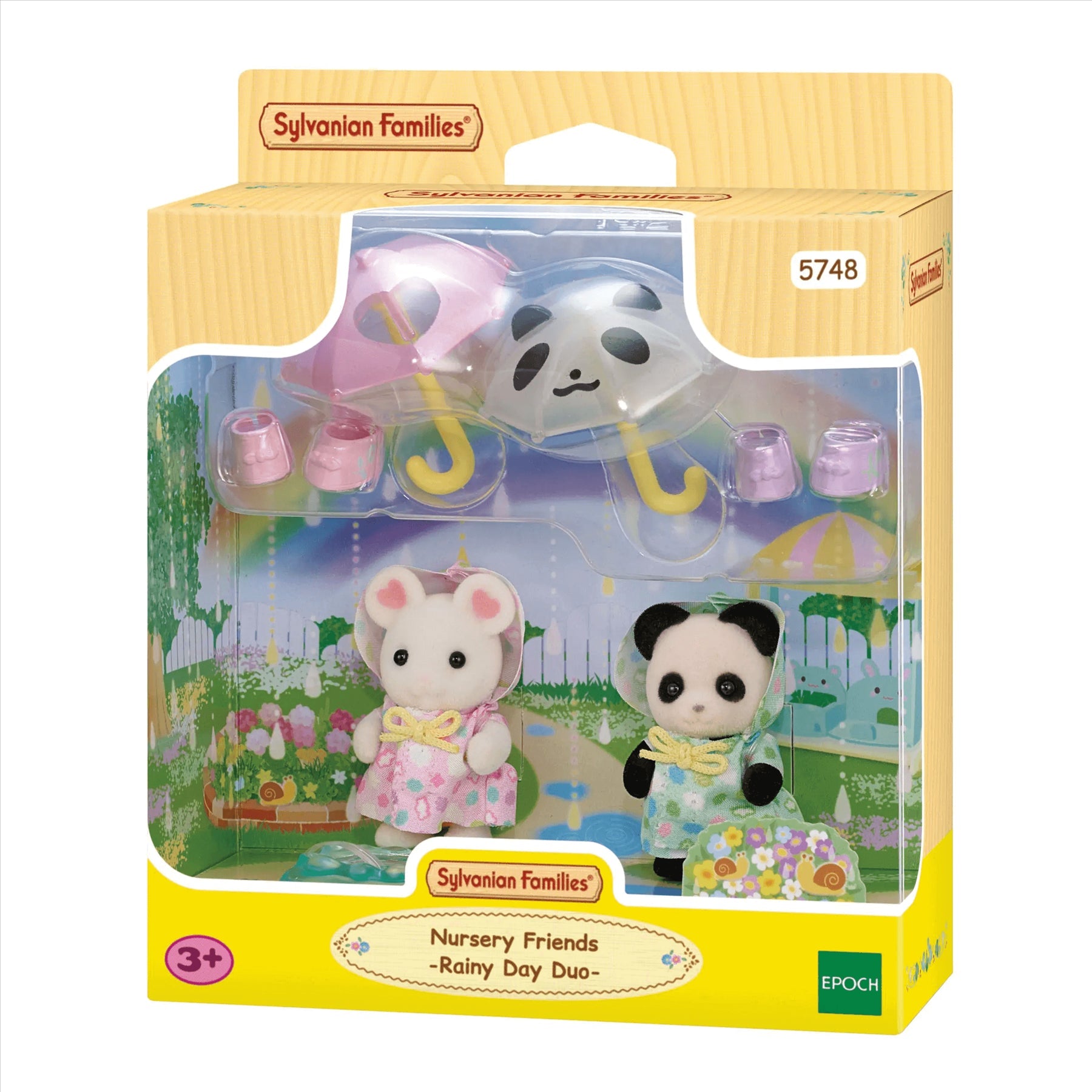 Cyfeillion Meithrinfa Sylvanian Families - Deuawd Dydd Glaw ar gyfer Plant 3 Oed a Hŷn