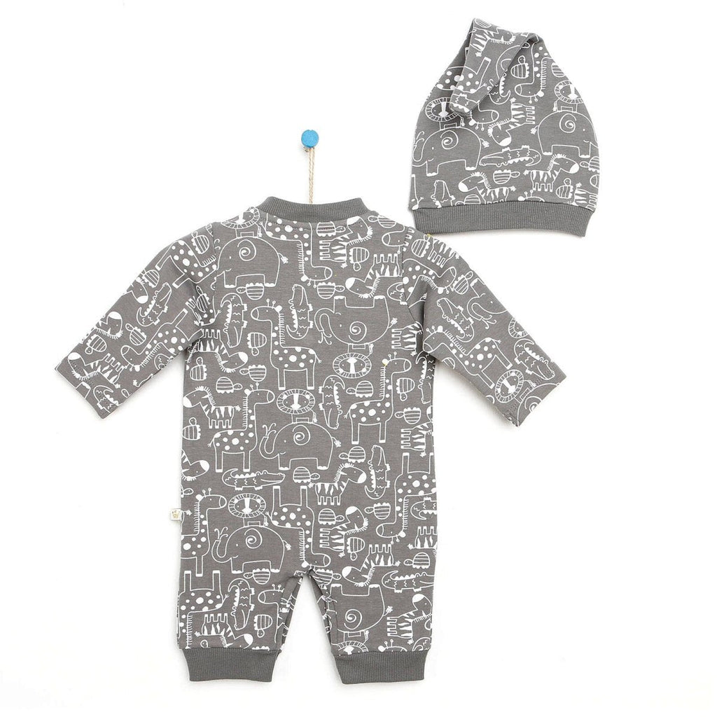 Siwmpsuit Gwyllt i Faban Newydd-anedig - Llwyd Tywyll