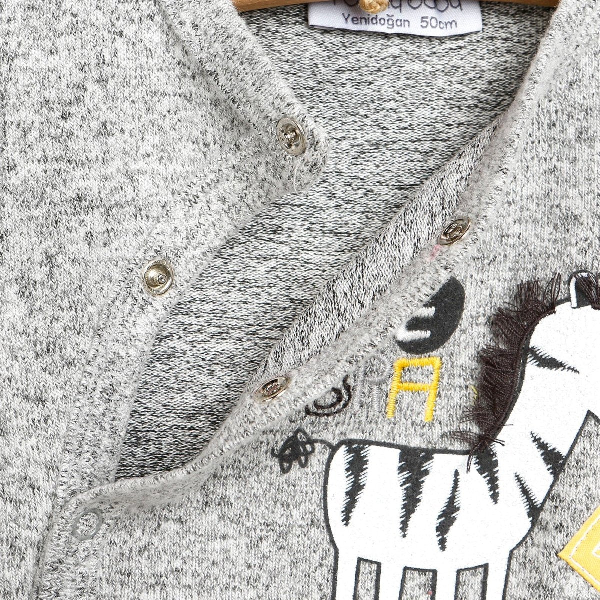 Siwt Neidwyr i Fabanod Newydd-anedig Gydag Ympiau Gwyllt - Llwyd Melange