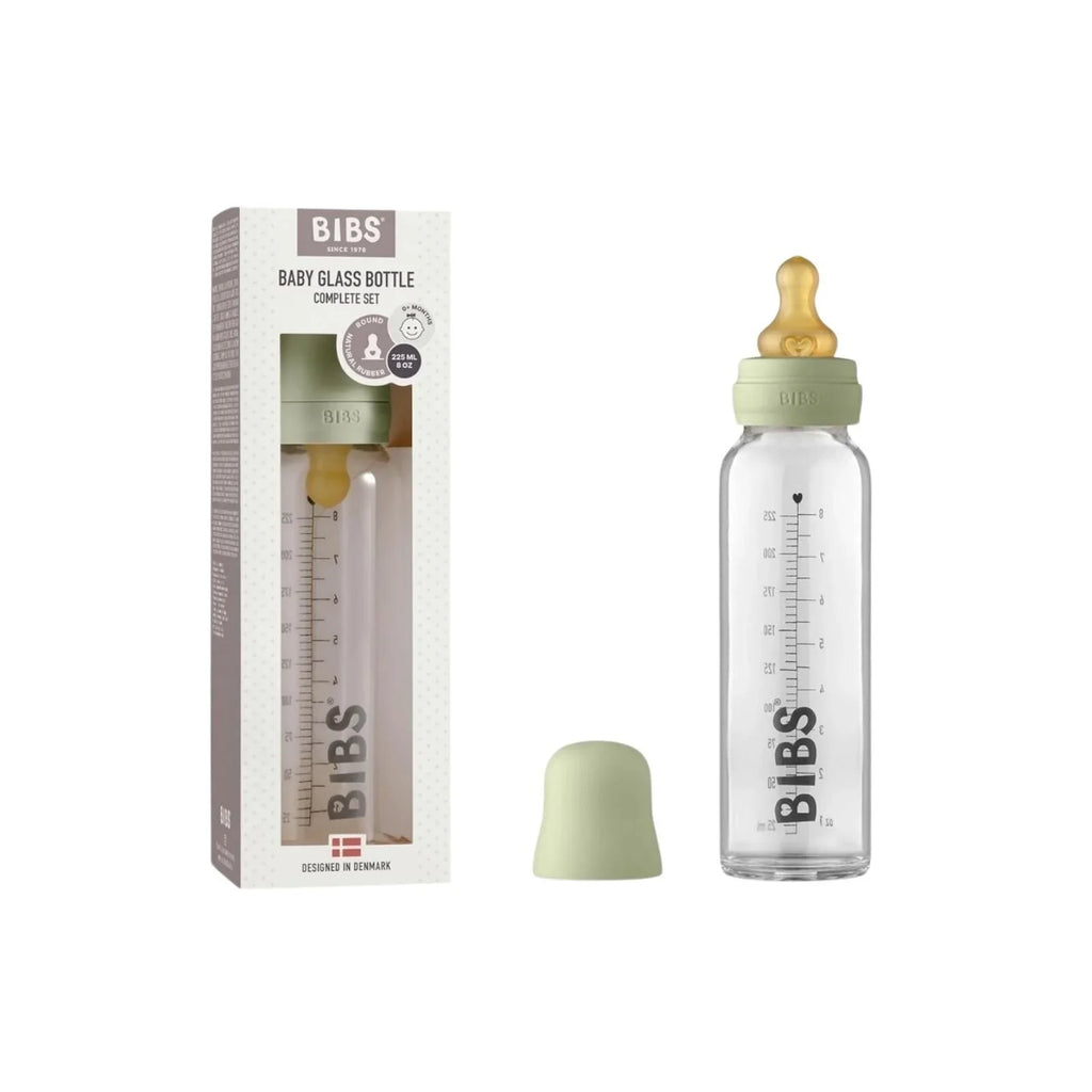 BIBS Baby Glass Bottle Complete Set Latex 225ml - Sage