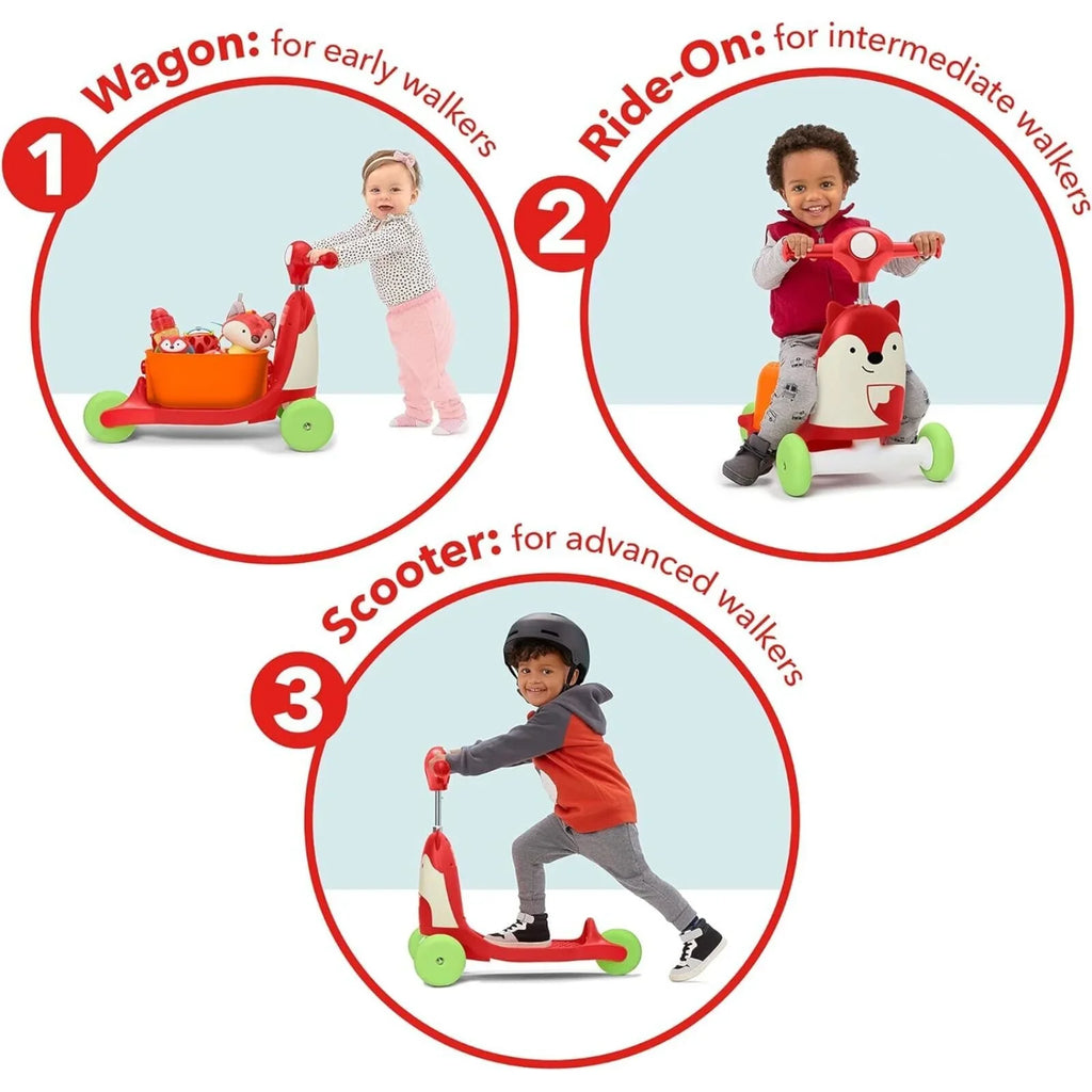 Beic/Sgwter/Cerbyd i blant 3-mewn-1 Skip Hop Zoo - Llwynog