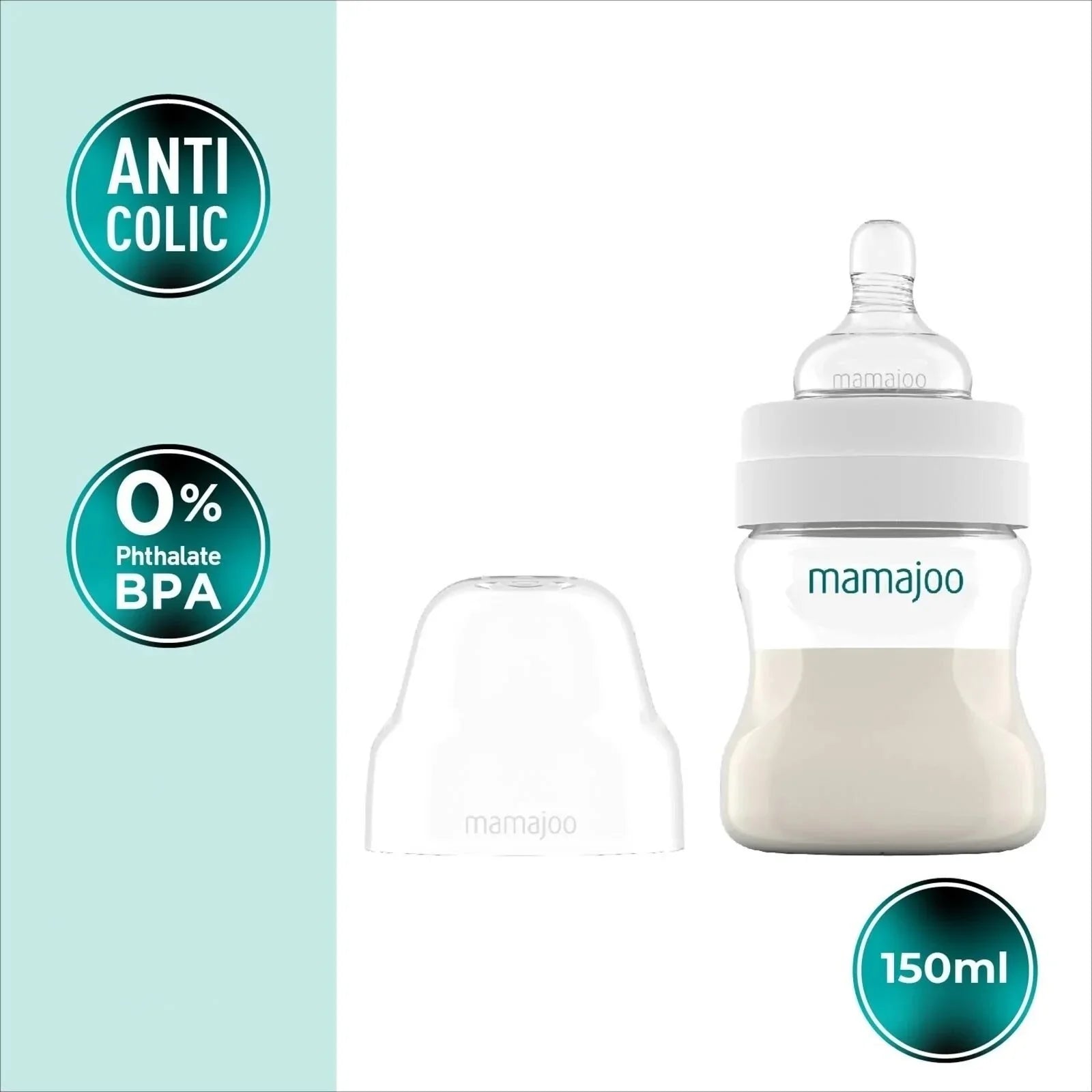 Potel Baban Mamajoo Gwrth-Golic PP Llif Araf 0+ mis 150ml - Arian