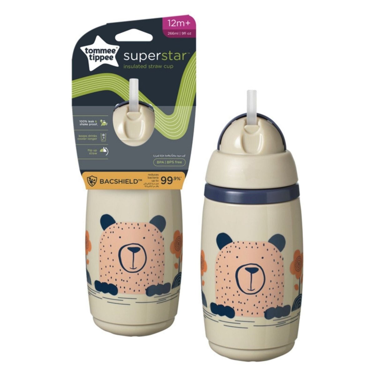 Tommee Tippee Insulated Straw 266ml 12m+ - Assorted