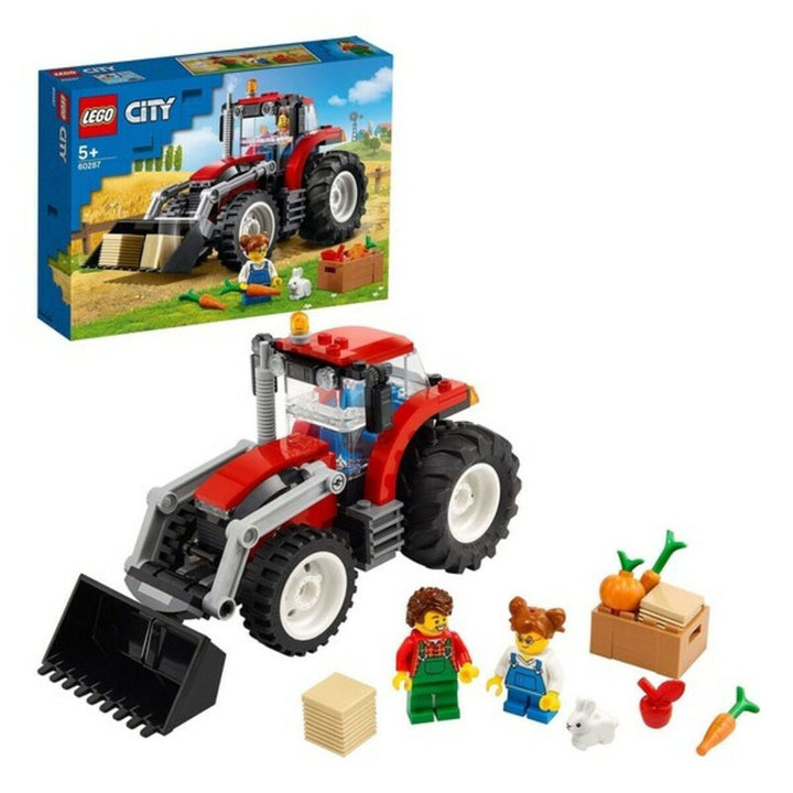 Playset City Great Vehicles Tractor Lego 60287 (148 pcs) with tractor, mini figures, and accessories for kids.
