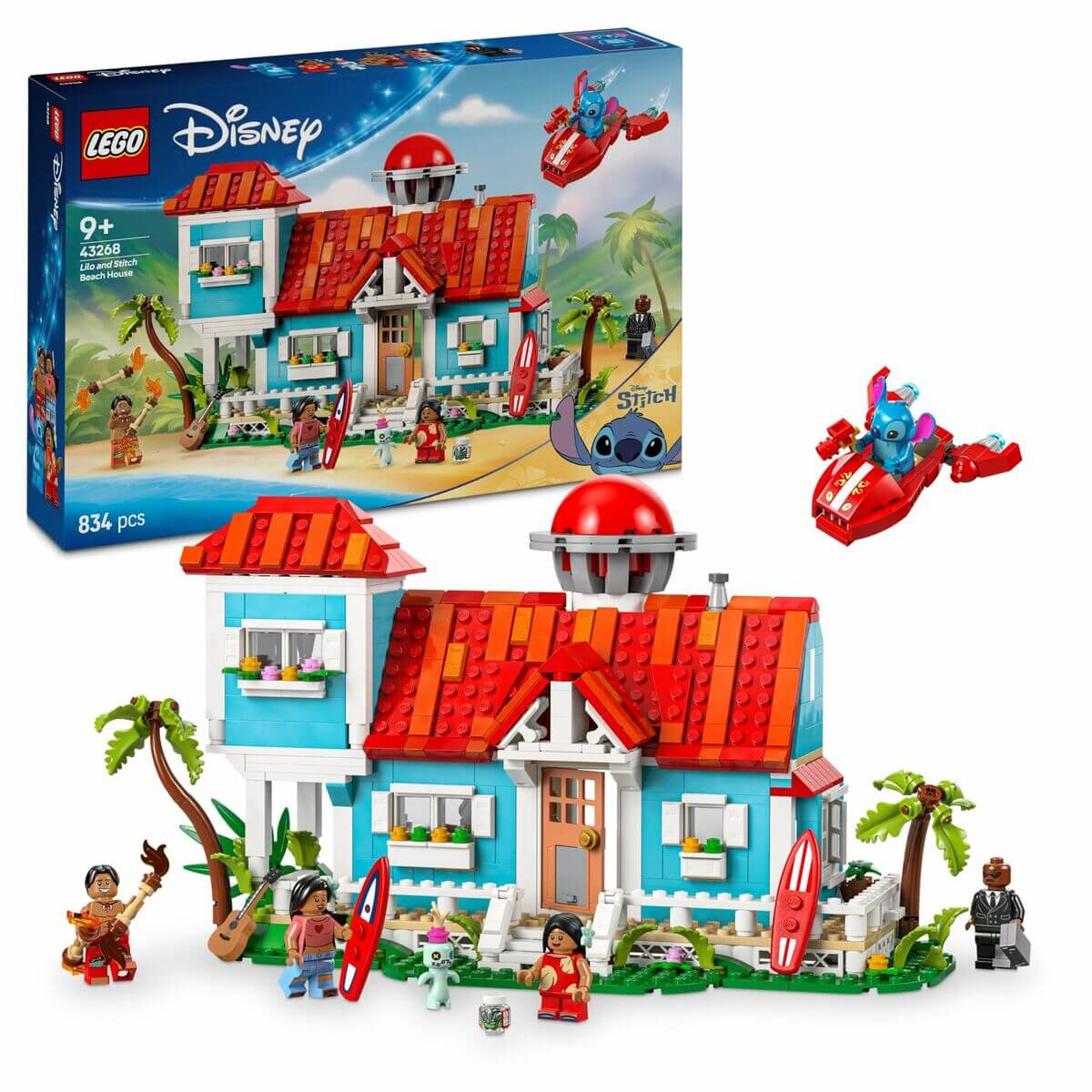 Construction set Lego Disney Lilo & Stitch 43268 834 Pieces featuring colorful house and characters, ideal for age 9+