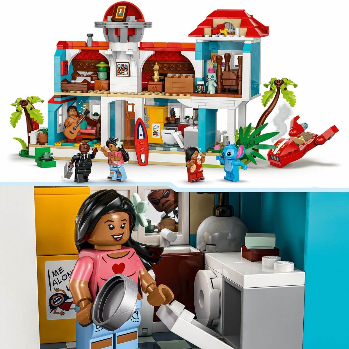 Construction set Lego Disney Lilo & Stitch 43268 834 Pieces featuring colorful house and characters.