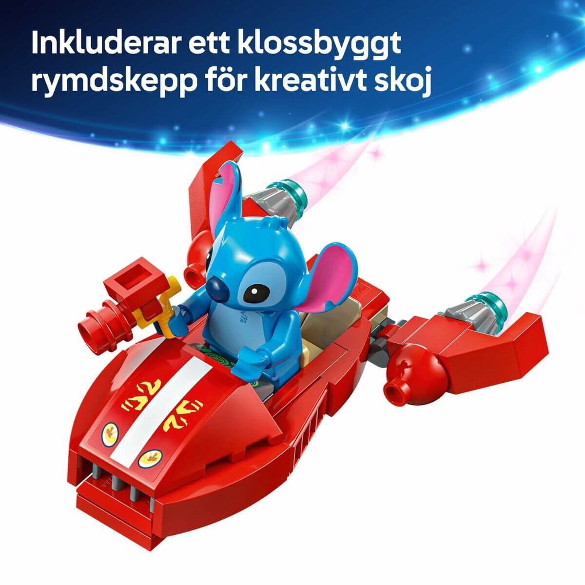 Construction set Lego Disney Lilo & Stitch 43268 834 Pieces featuring Stitch in a rocket ship.