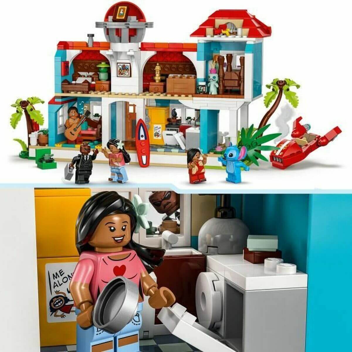 Construction set Lego Disney Lilo & Stitch 43268 834 Pieces featuring colorful building and characters.