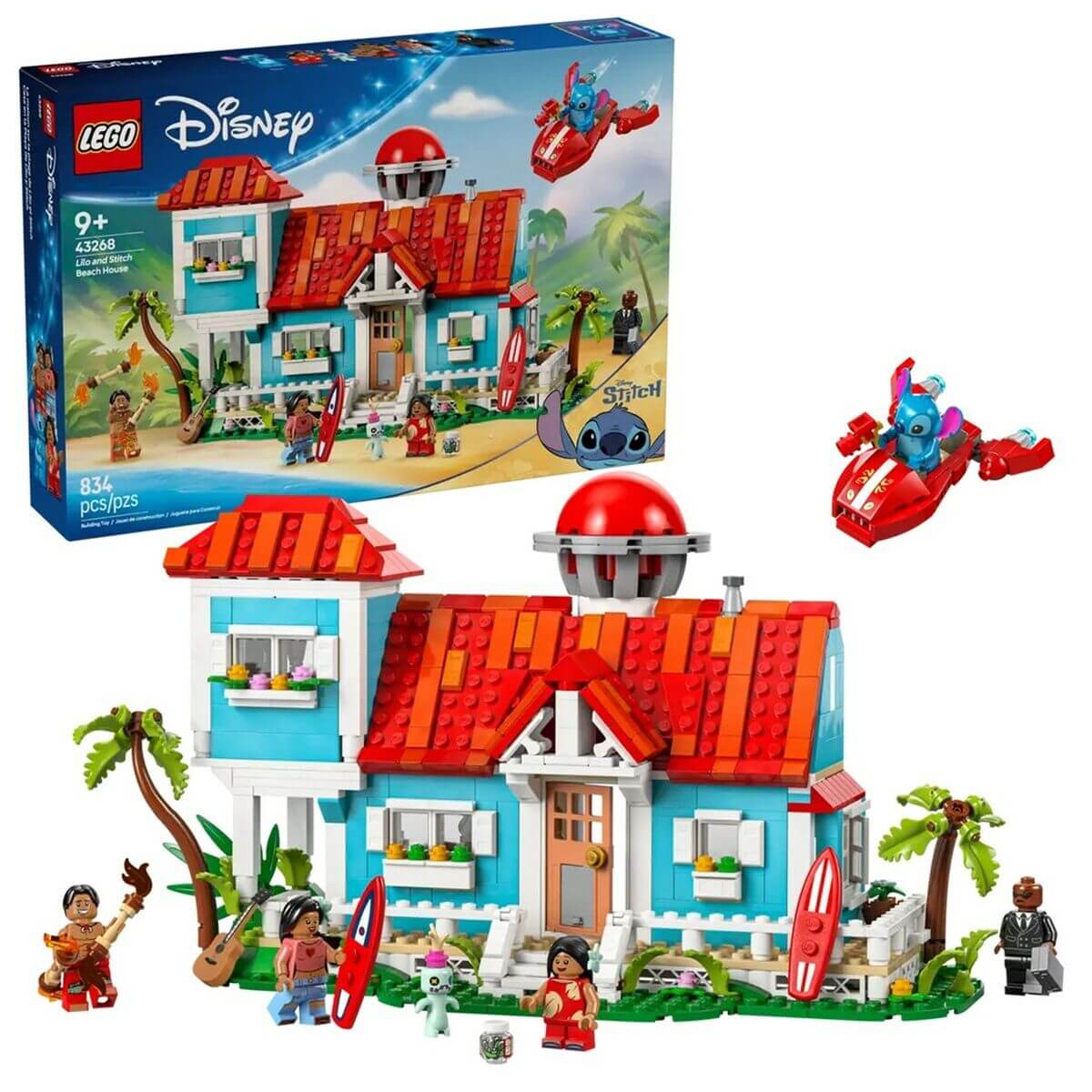 Construction set Lego Disney Lilo & Stitch 43268 834 Pieces featuring multicolour house and characters.