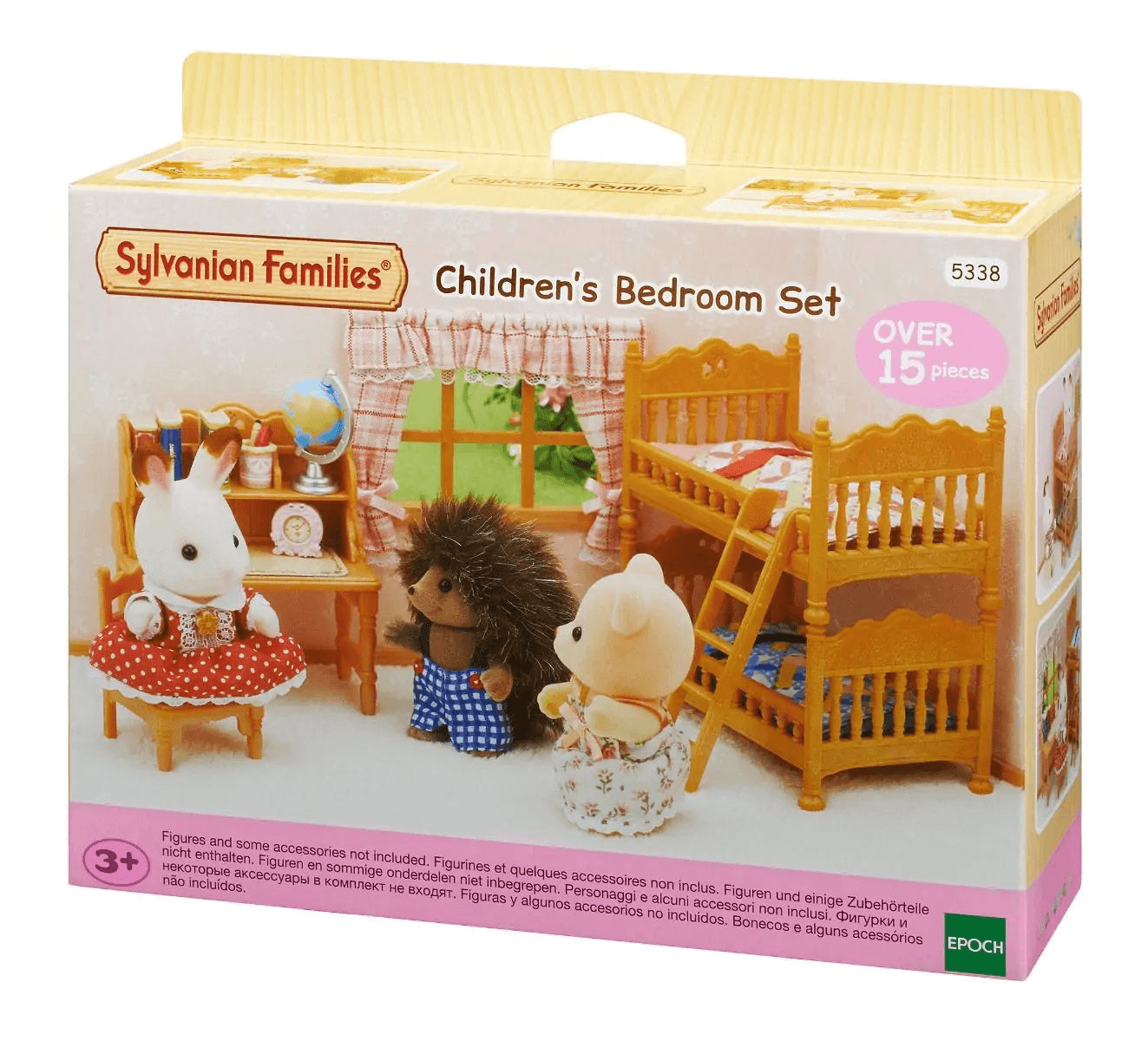 Set Ystafell Wely i Blant Sylvanian Families, Set Mebli a Theganau ar gyfer Plant 3+ oed