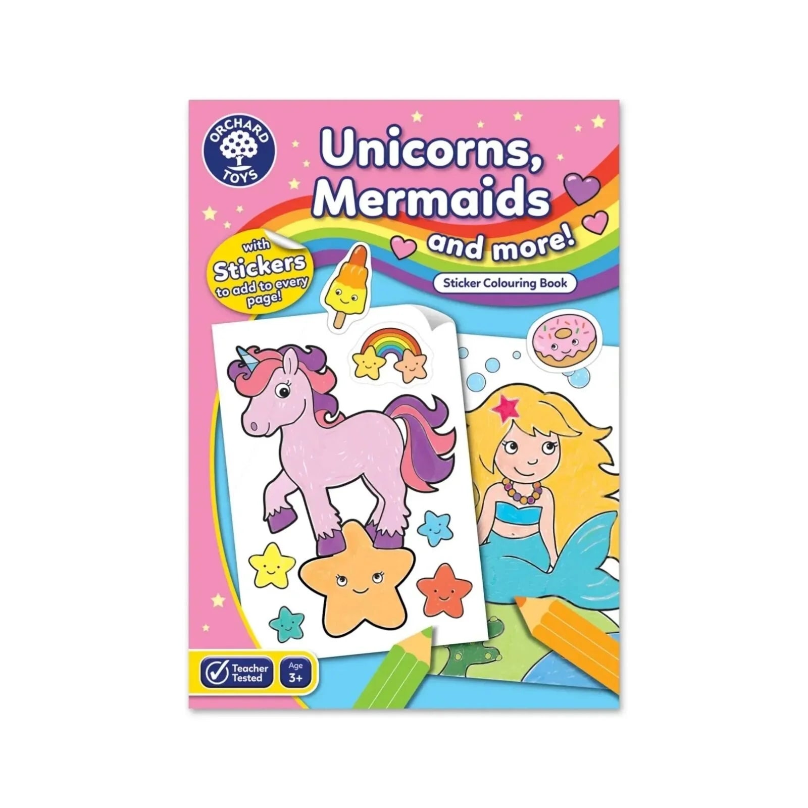Llyfr Lliwio Orchard Toys: Unicornau, Mermedau a Mwy