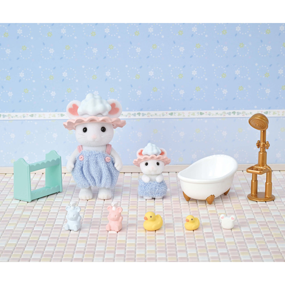 Sylvanian Families Bath Time Bubble Siblings Playset for Ages 3 and Up