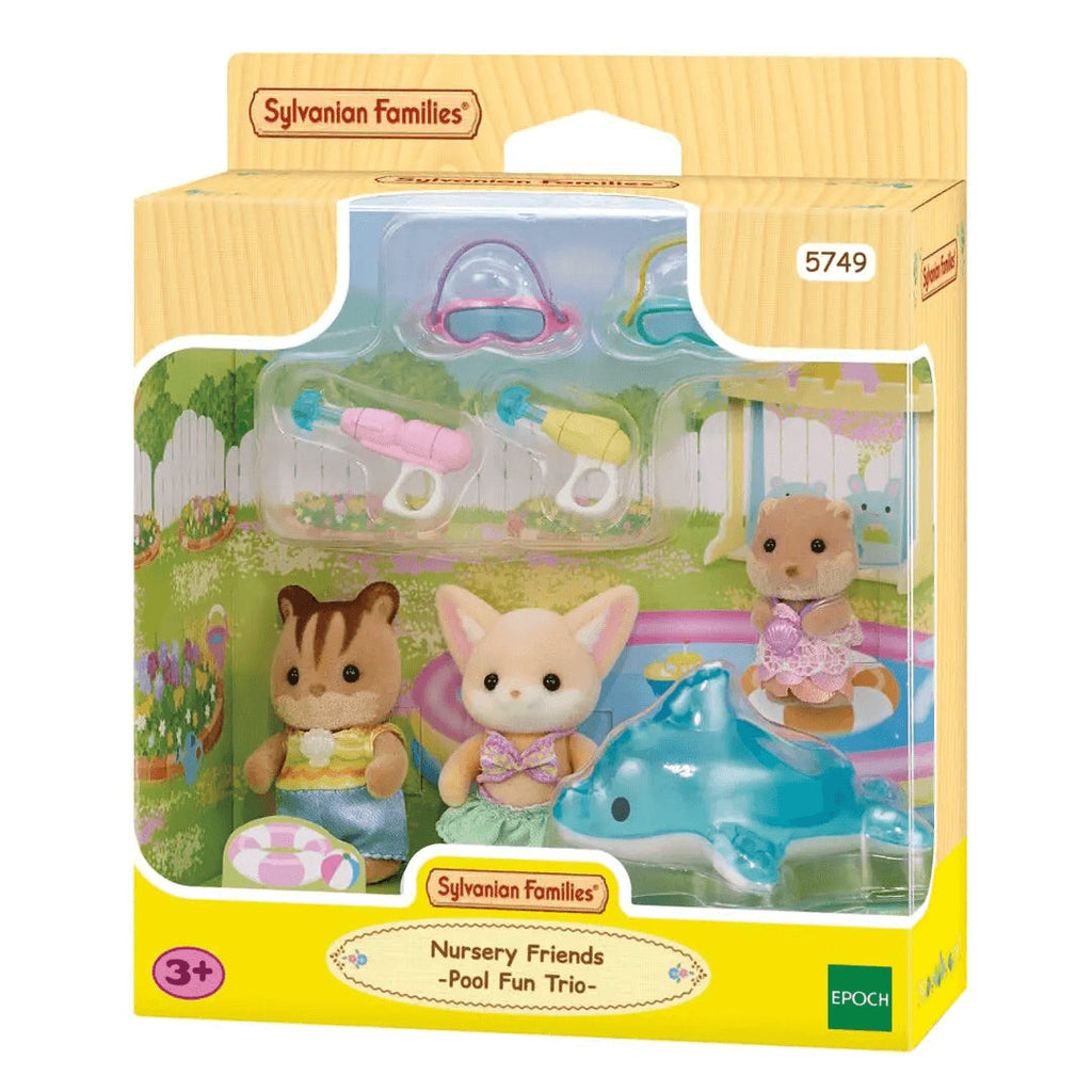 Cyfeillion Meithrinfa Sylvanian Families - Triawd o hwyl yn y pwll ar gyfer plant 3 oed a hŷn