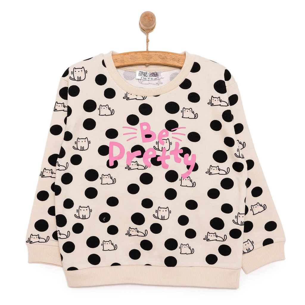 Crys Chwys HelloBaby Basic â Gwddf Isel - Argraffedig