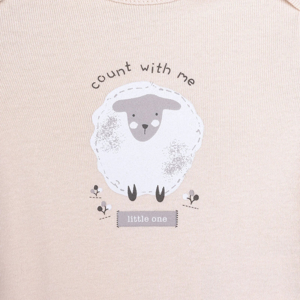 Bodysuit Llewys Hir i Ferched HelloBaby (2 ddarn) - Beige