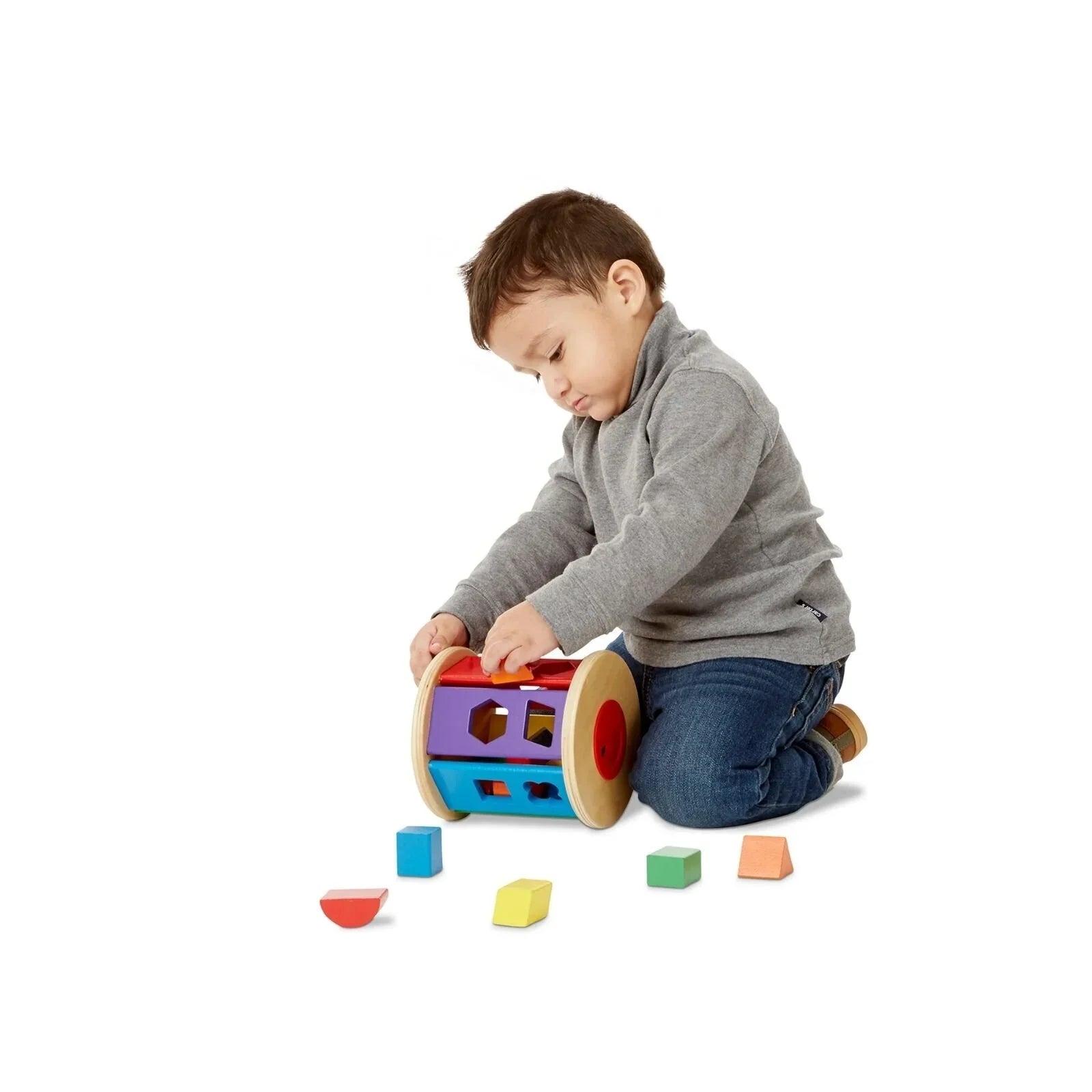 Melissa & Doug Match & Roll Wooden Shape Sorter