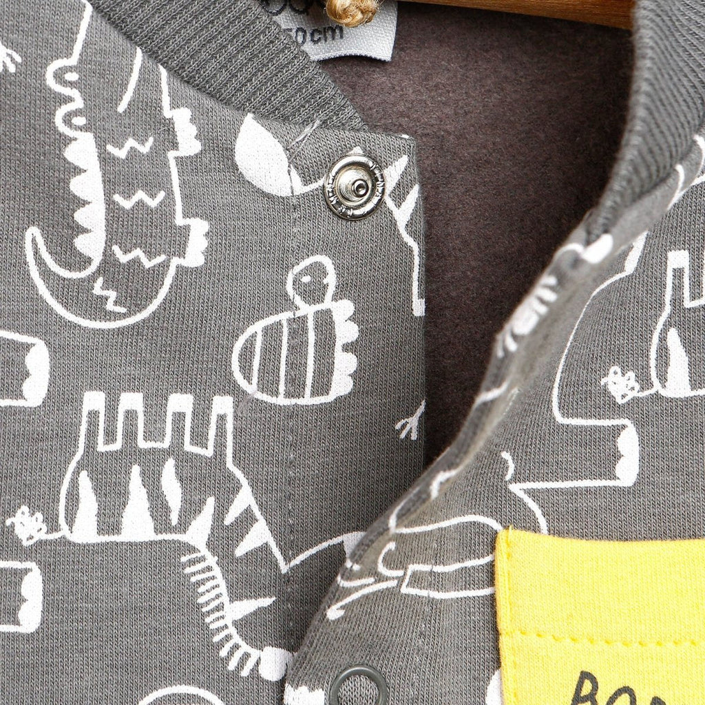 Siwmpsuit Gwyllt i Faban Newydd-anedig - Llwyd Tywyll