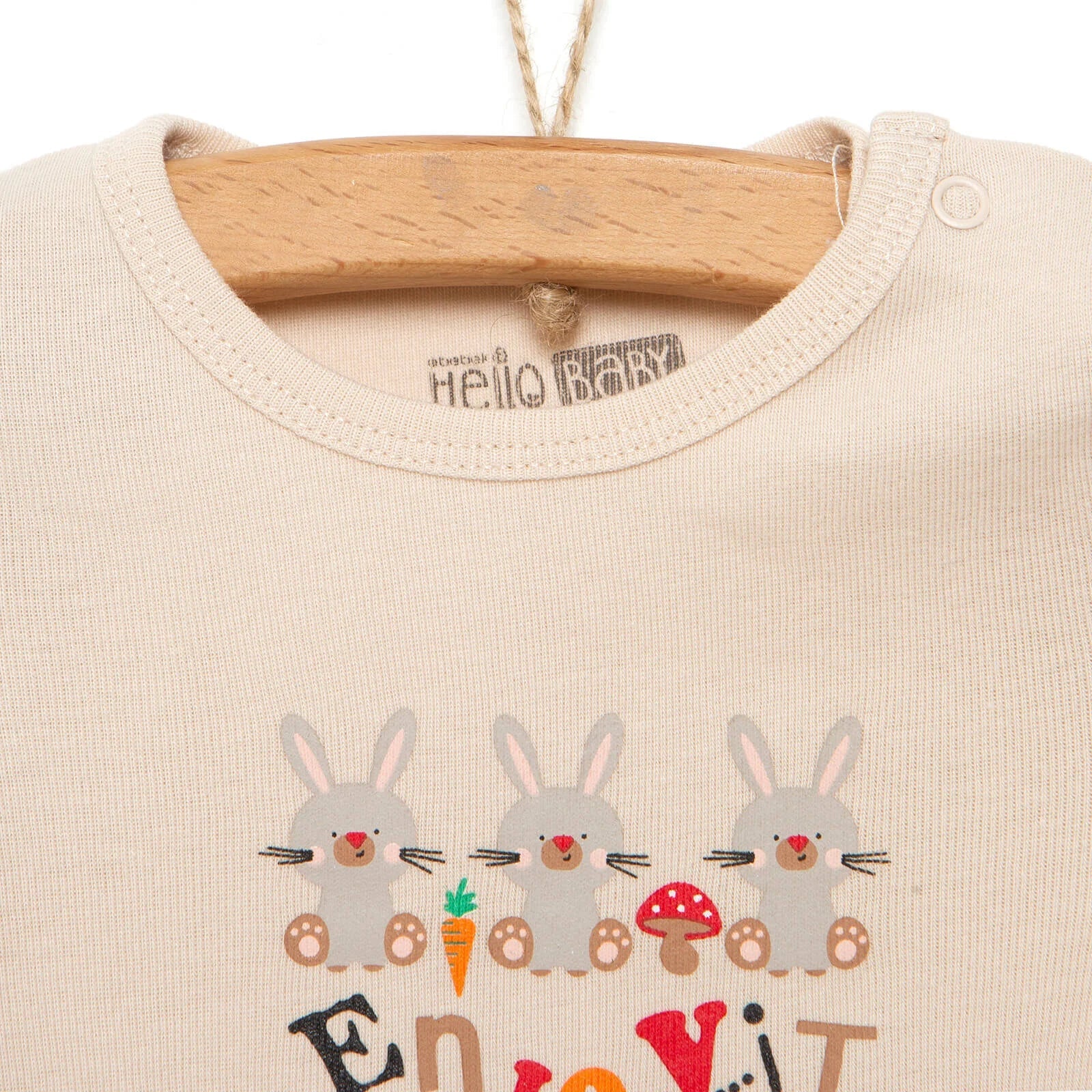 Bodysuit Llewys Hir i Unrhyw Ryw HelloBaby - Beige