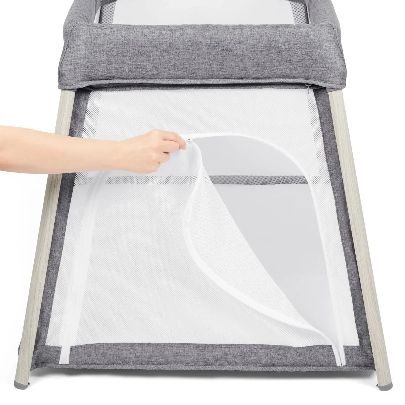 Ickle Bubba Scout 2-in-1 Cot Teithio a Pharc Gwarae - Llwyd Onnen