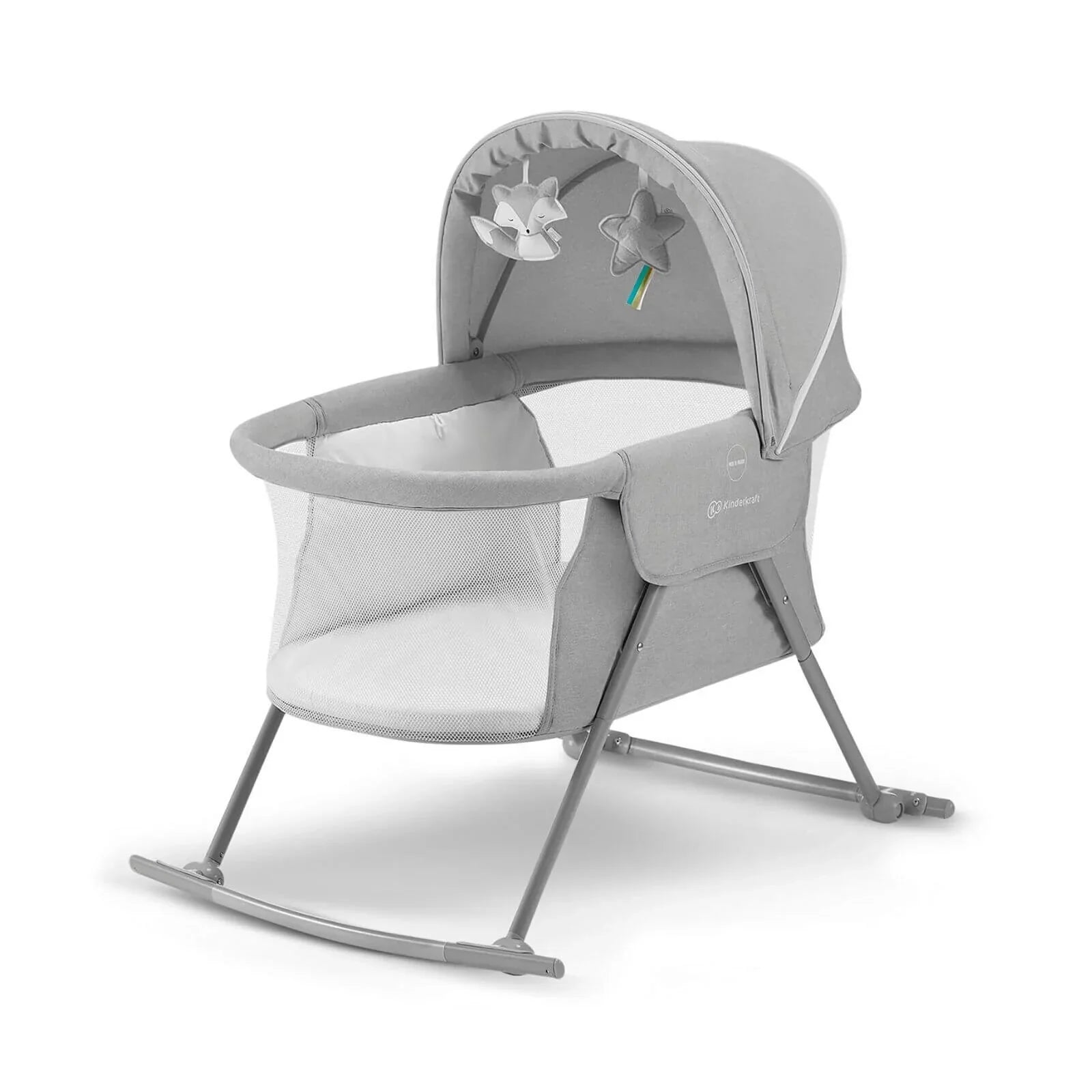 Kinderkraft LOVI 3-in-1 Cot Babanod - Llwyd
