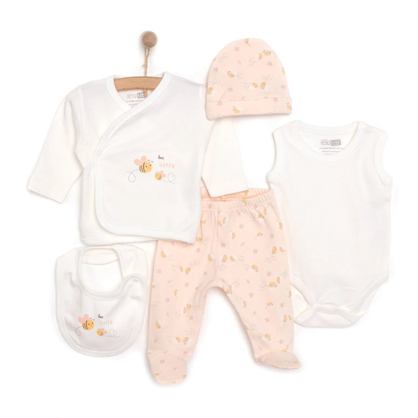 HelloBaby Girl 5 Piece Newborn Gift Set - Yellow